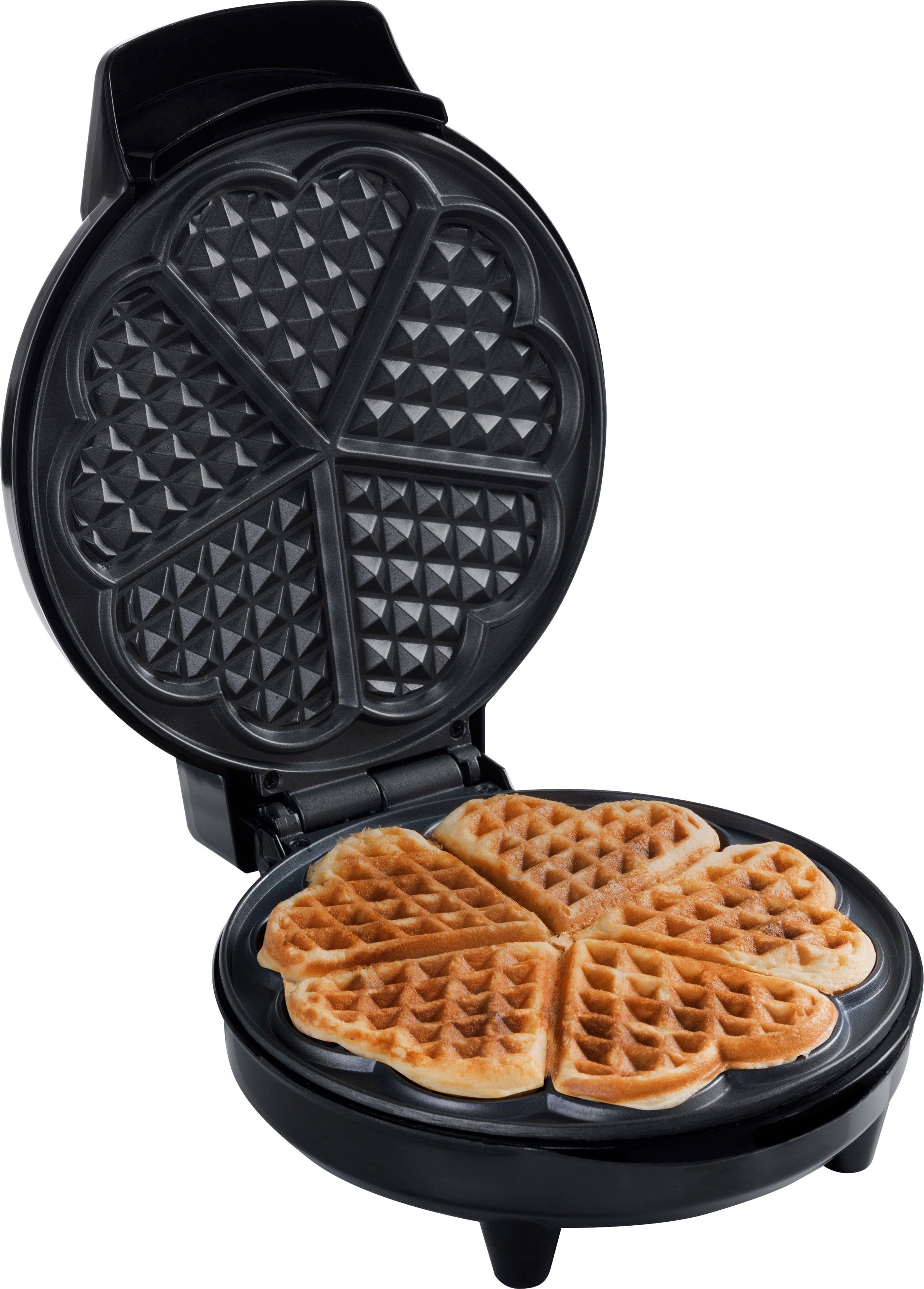 bestron Wafelijzer AWM700S klassieke hartvormige wafels, antiaanbaklaag, inclusief...