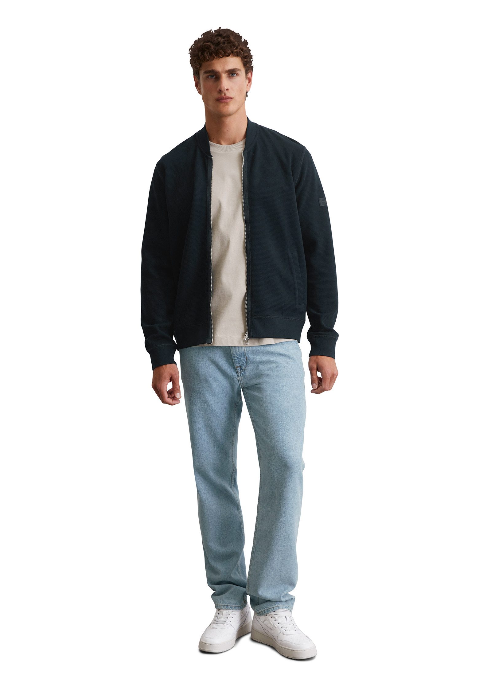 Marc O'Polo Sweatvest met structuur, opstaande kraag, regular fit, 2-weg ritssluiting