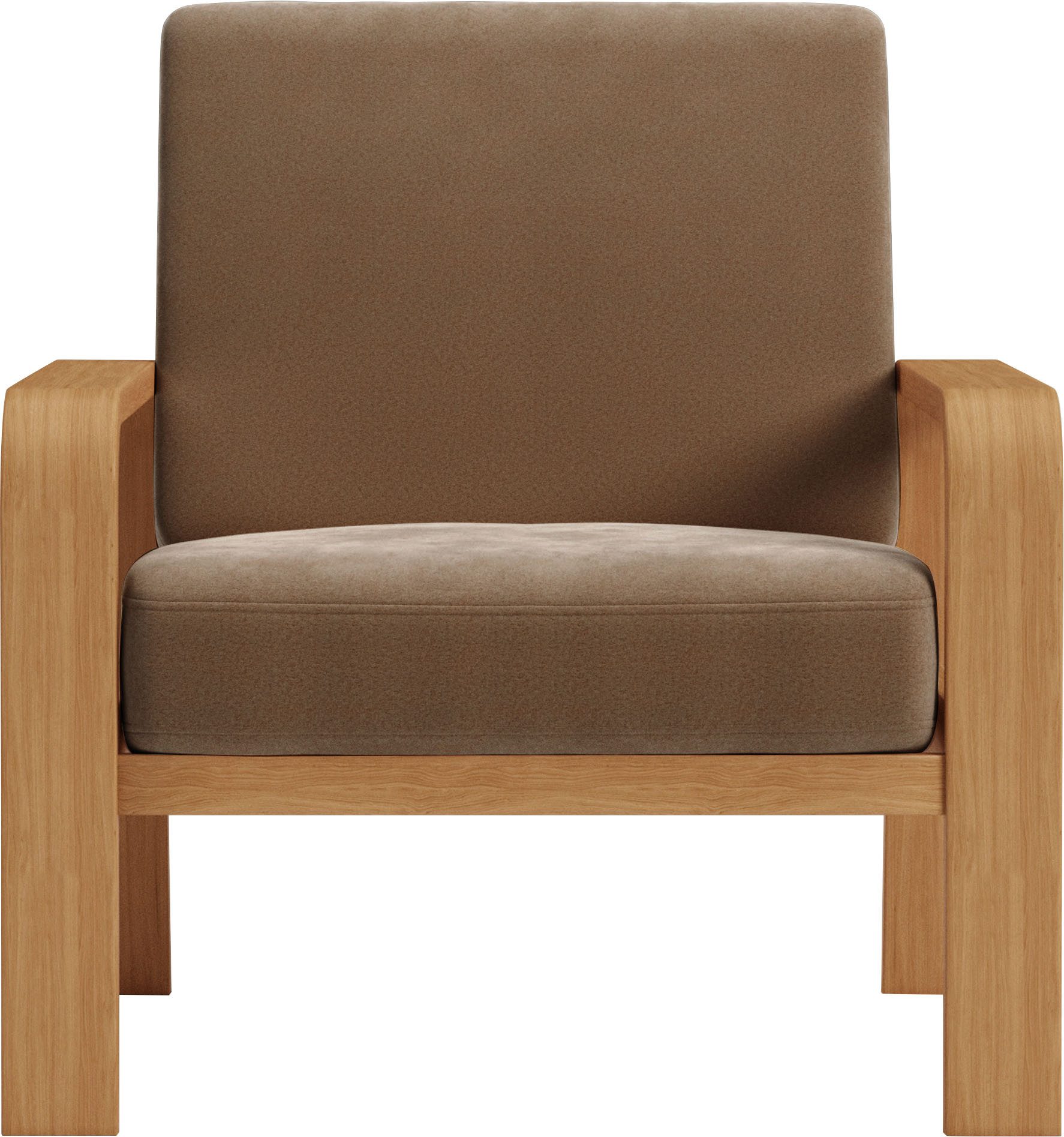 sit&more Fauteuil Kolding Armleuningen van eikenkleurig beukenhout, verschillende bekledingen en kleuren fauteuils maat Luxe-microvezel ALTARA