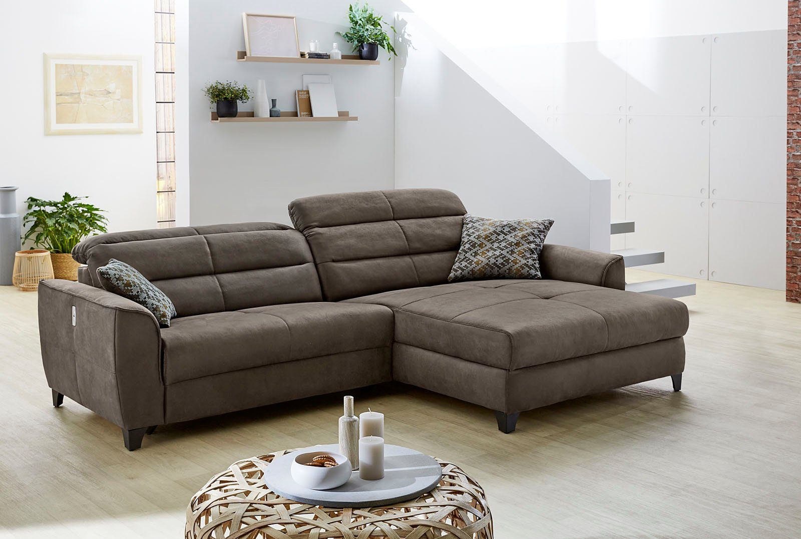 Jockenhöfer Gruppe Hoekbank Double One L-vorm met 2 x 120 cm brede, elektrisch verstelbare relaxfuncties