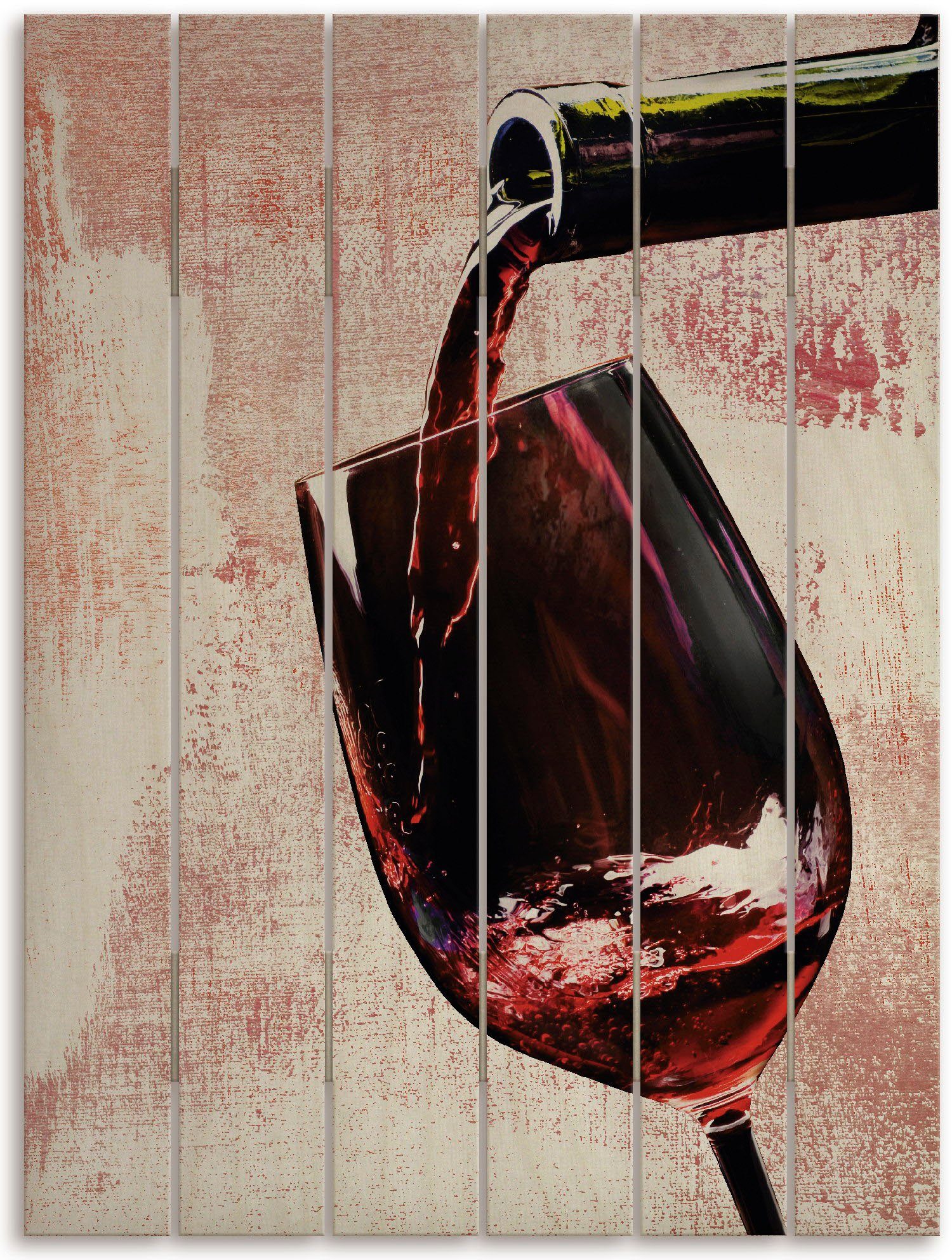 Artland Artprint op hout Wijn - rode wijn