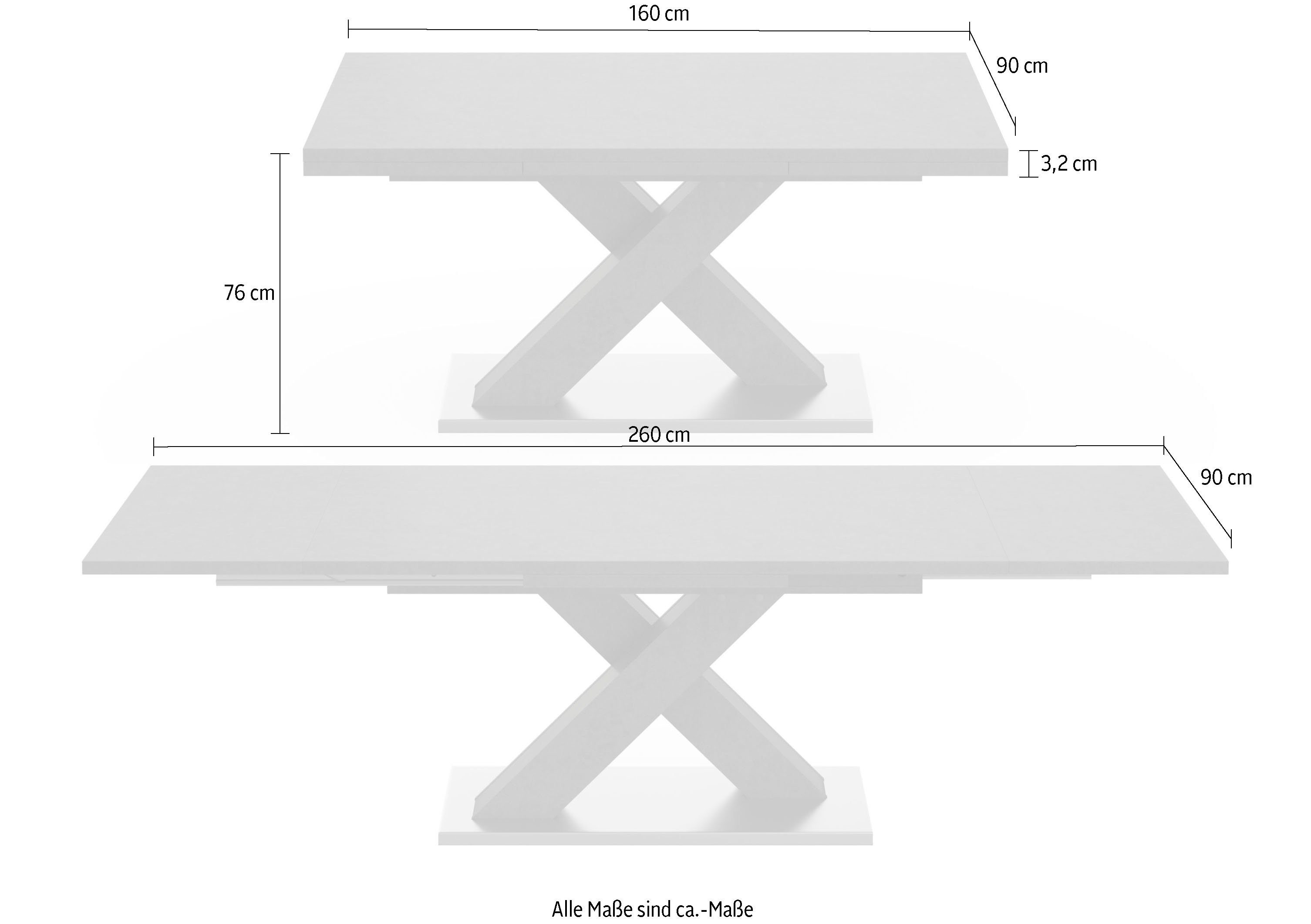 Mäusbacher Eettafel Comfort tafel TOPSELLER! Mäusbacher eettafel met X-frame en voetplaat. Breedte 160-260
