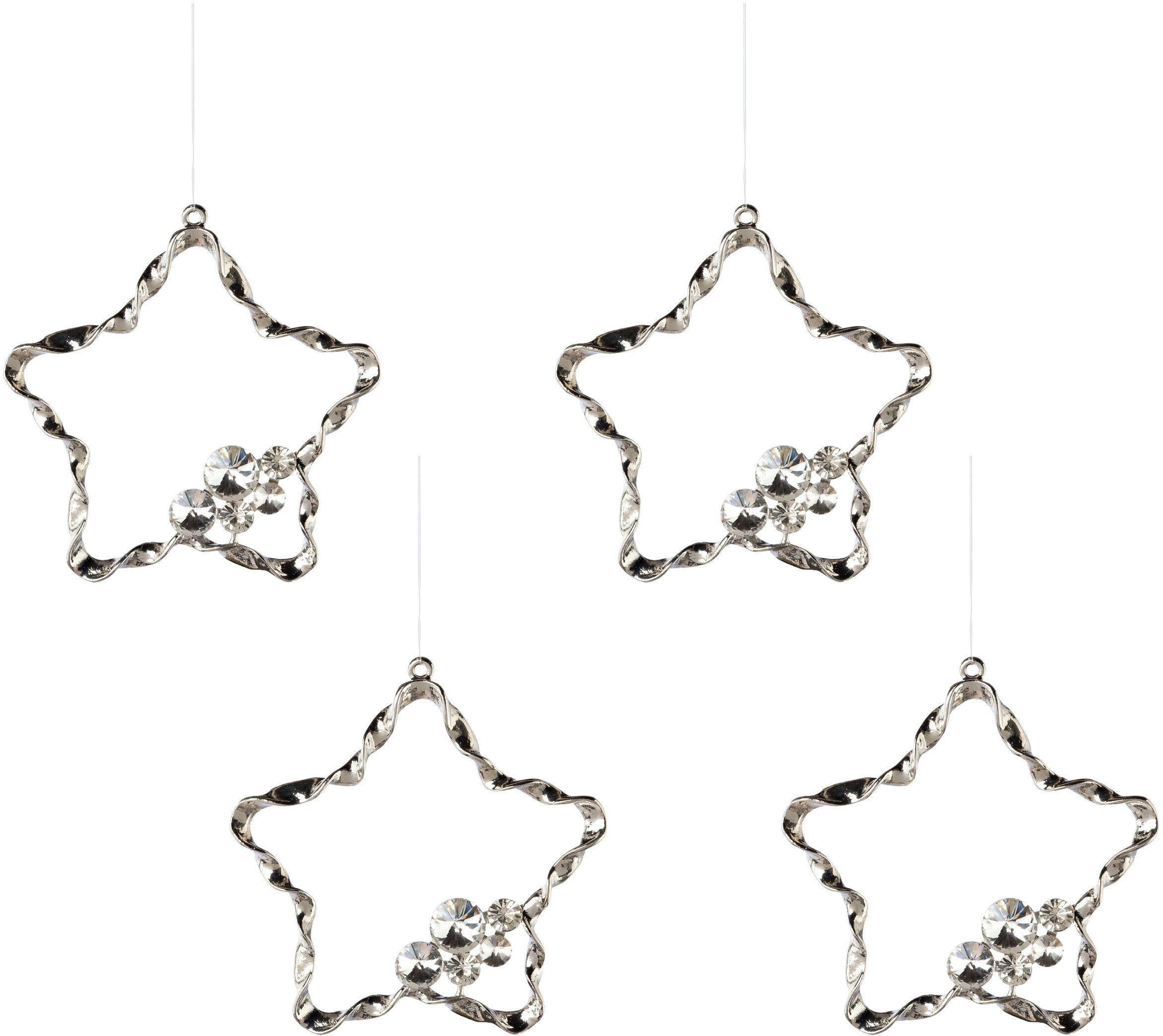 Creativ deco Boomversiering Ster, kerstversiering, kerstversiering met charmante details - nieuwe collectie (4 stuks)