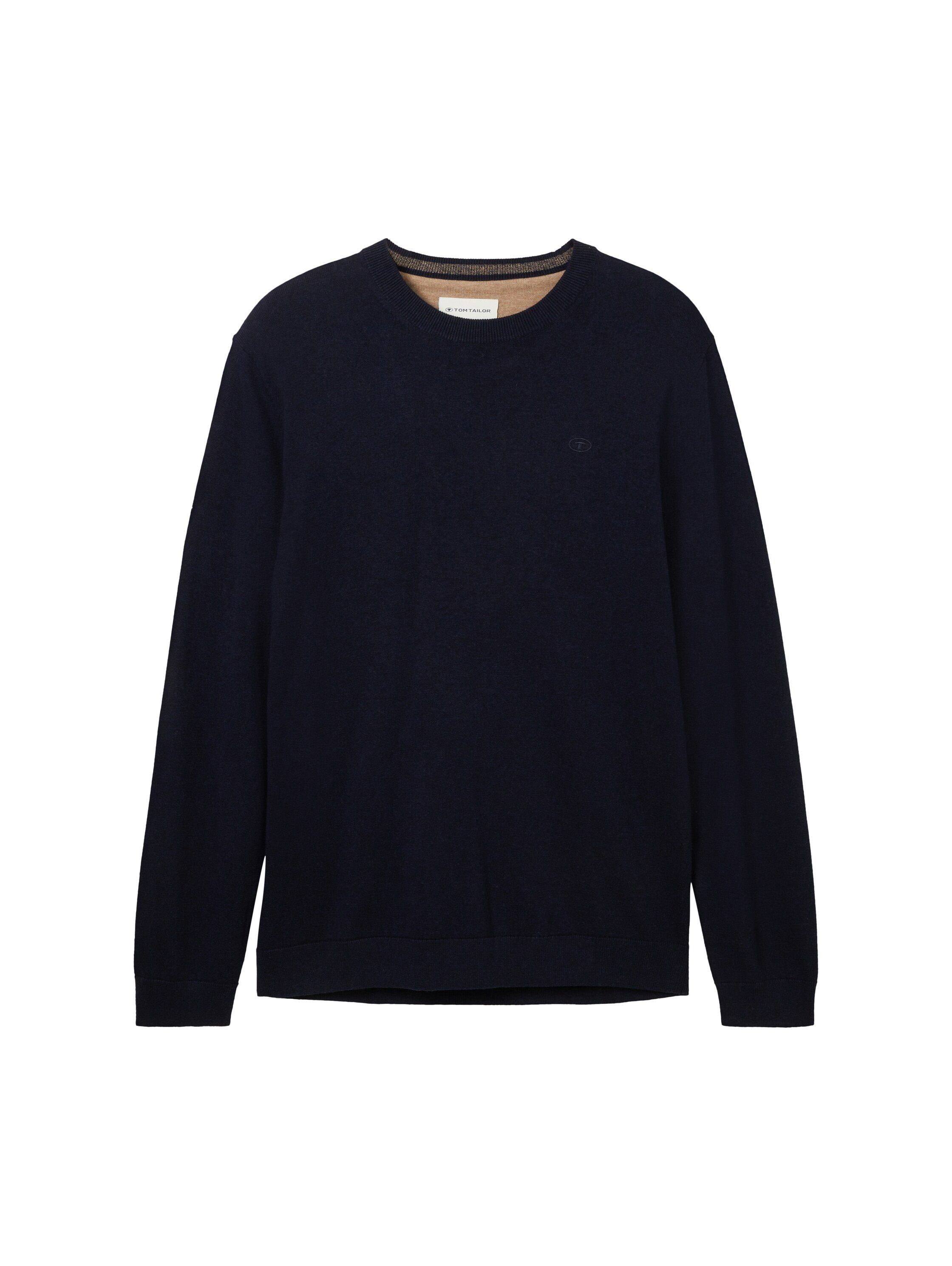 Tom Tailor Trui met ronde hals met geborduurd logo