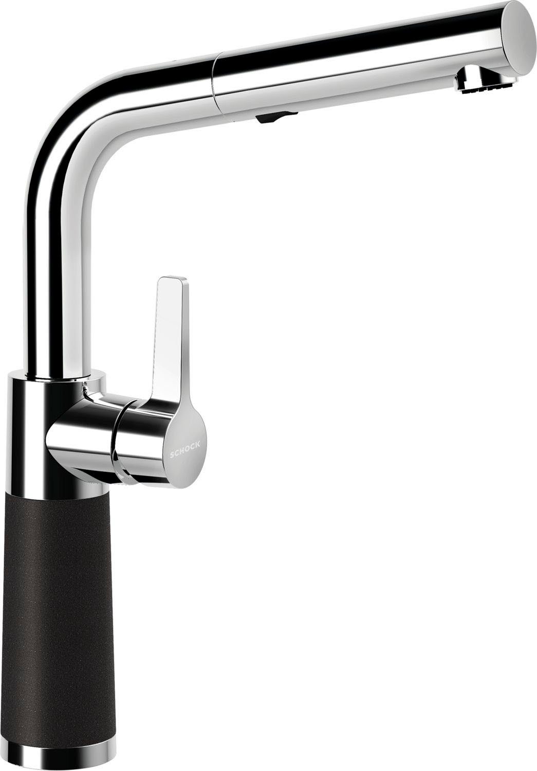 Schock Keukenkraan SC-540 SB uitschuifbaar, straal-douche, terugstroombegrenzer, draaibereik 120° keukenkranen zwart