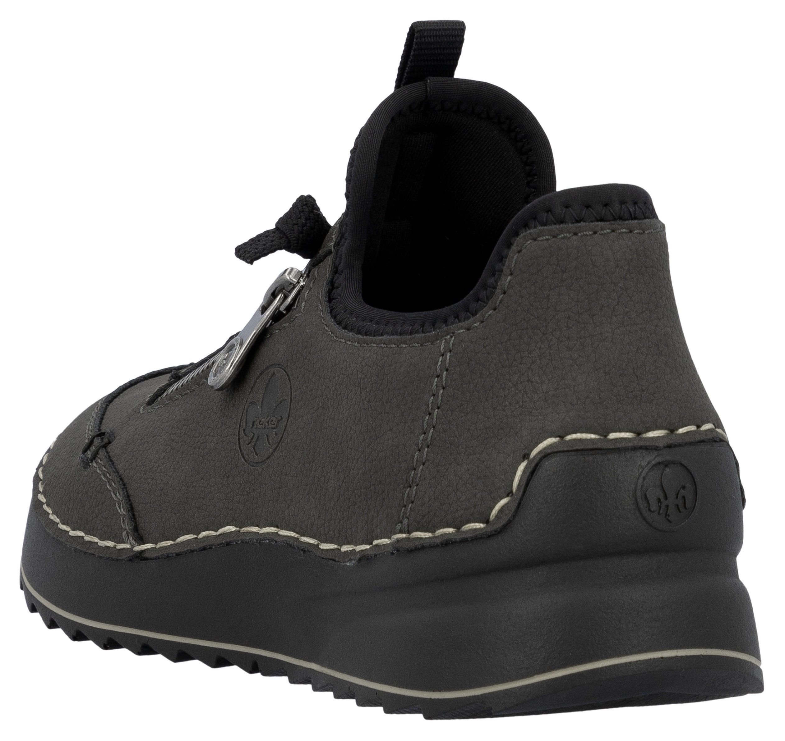 Rieker Sneakers Veterschoen, lage schoen, slipper met contrastnaad