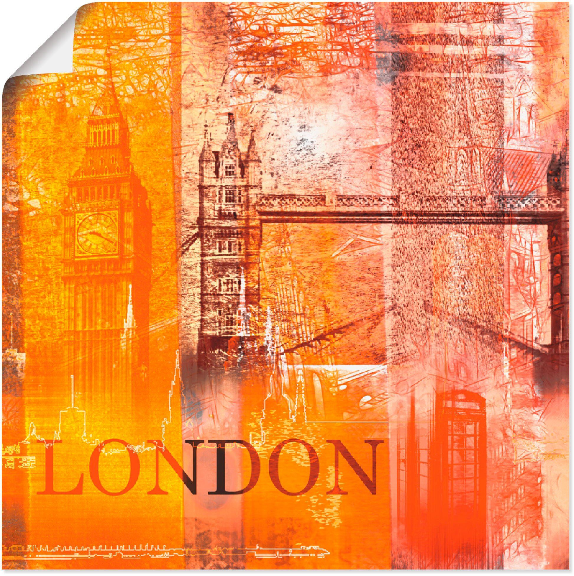 Artland Artprint Londen Skyline collage V in vele afmetingen & productsoorten -artprint op linnen, poster, muursticker / wandfolie ook geschikt voor de badkamer (1 stuk)