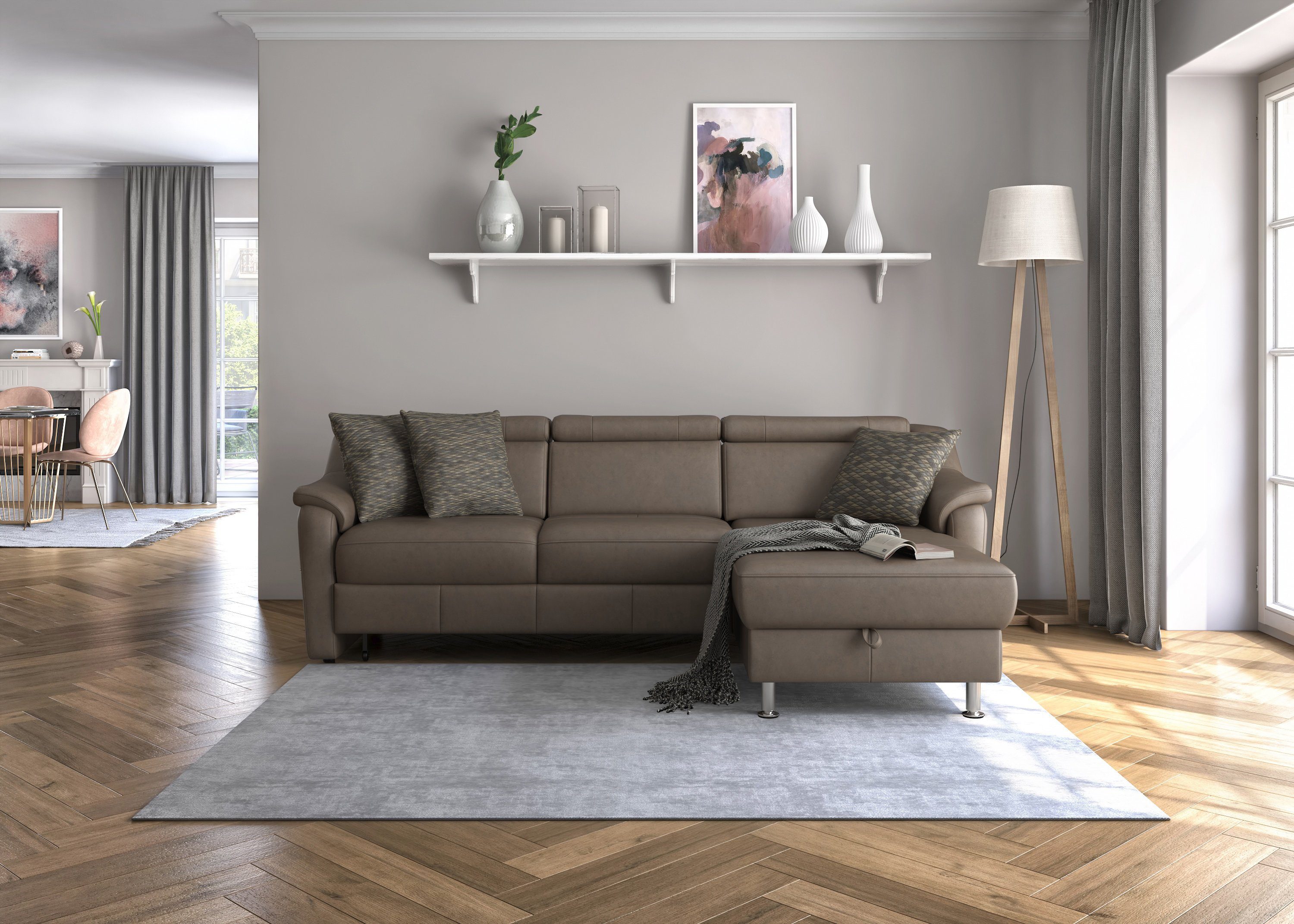 sit&more Hoekbank Freetown L-vorm met verstelbare hoofdsteun en comfortabele binnenvering
