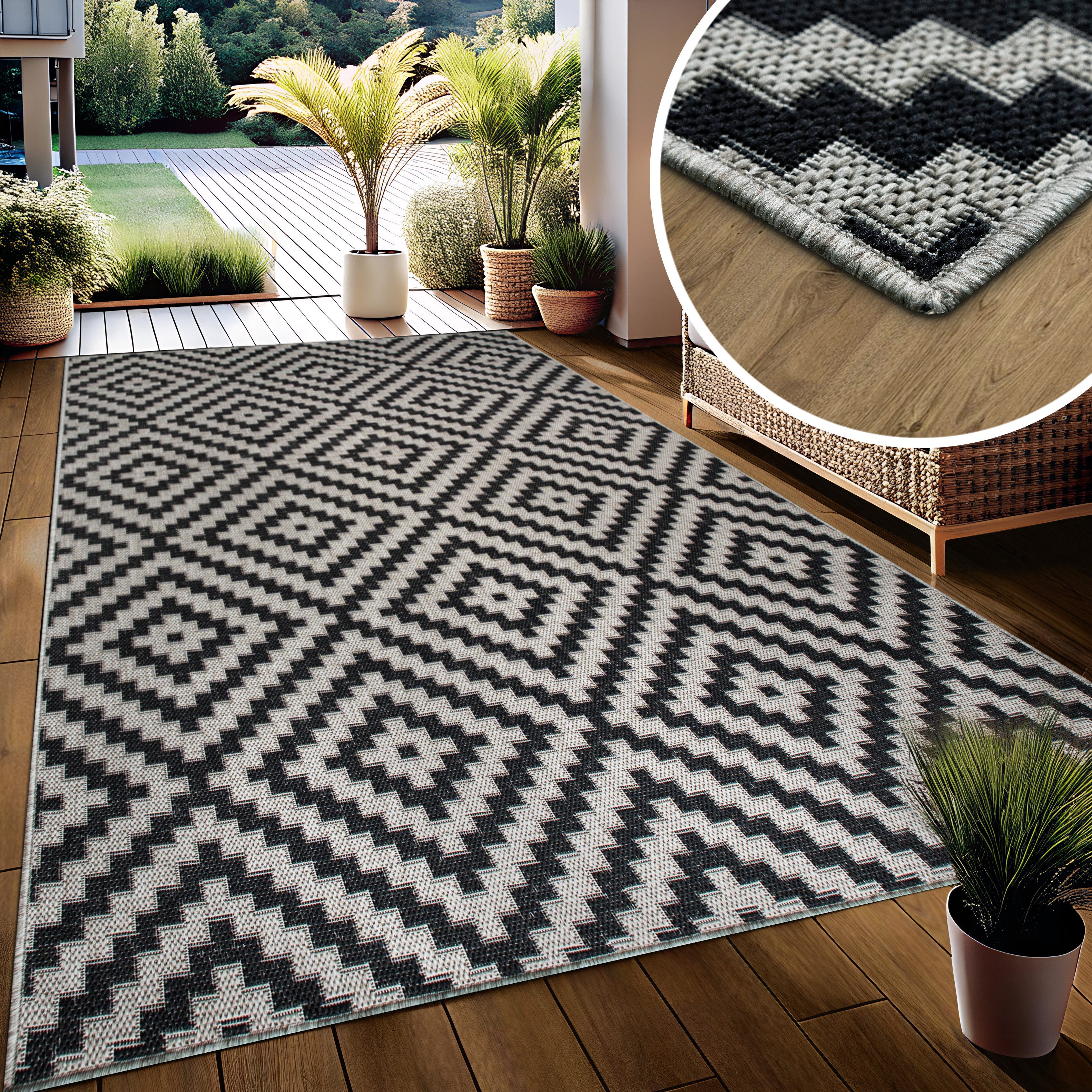my home Vloerkleed Cordoba is ook als loper verkrijgbaar Geschikt voor binnen en buiten, sisal-look, weerbestendig & uv-bestendig, boho