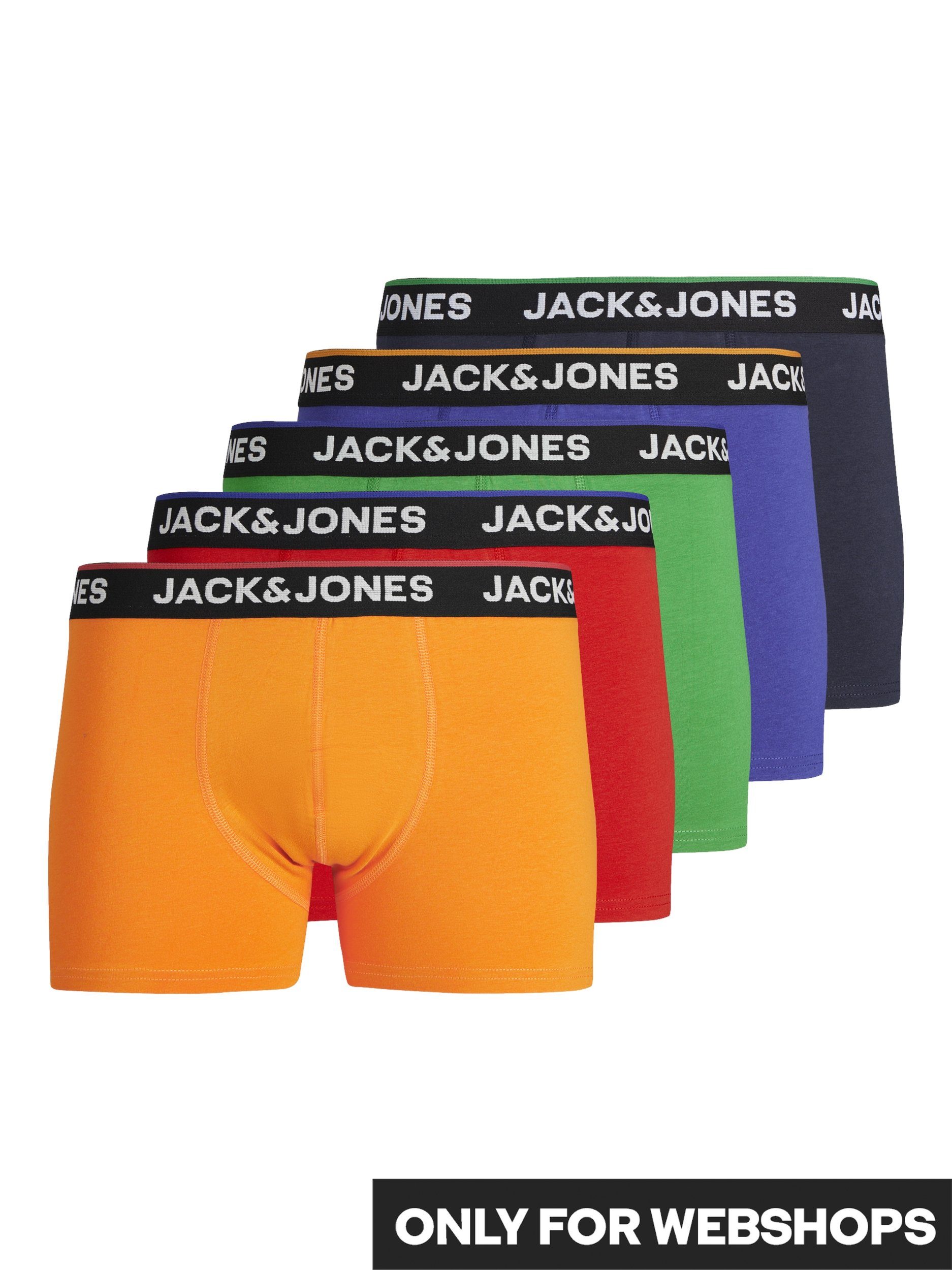 Jack & jones JUNIOR boxershort JACTOPLINE set van 5 multicolor Oranje Jongens Stretchkatoen 152