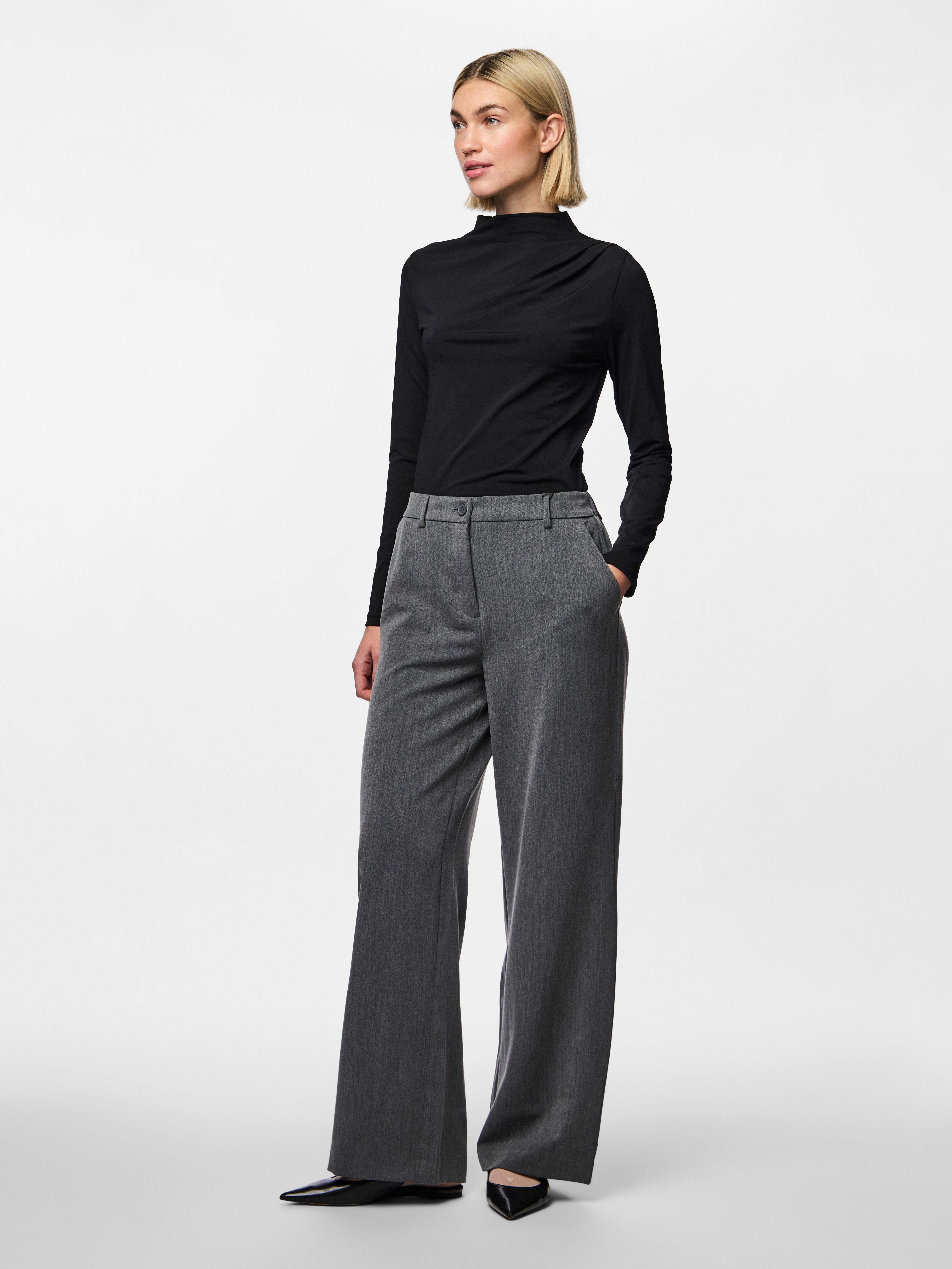 pieces Shirt met lange mouwen PCMADISON LS DRAPED TOP NOOS BC