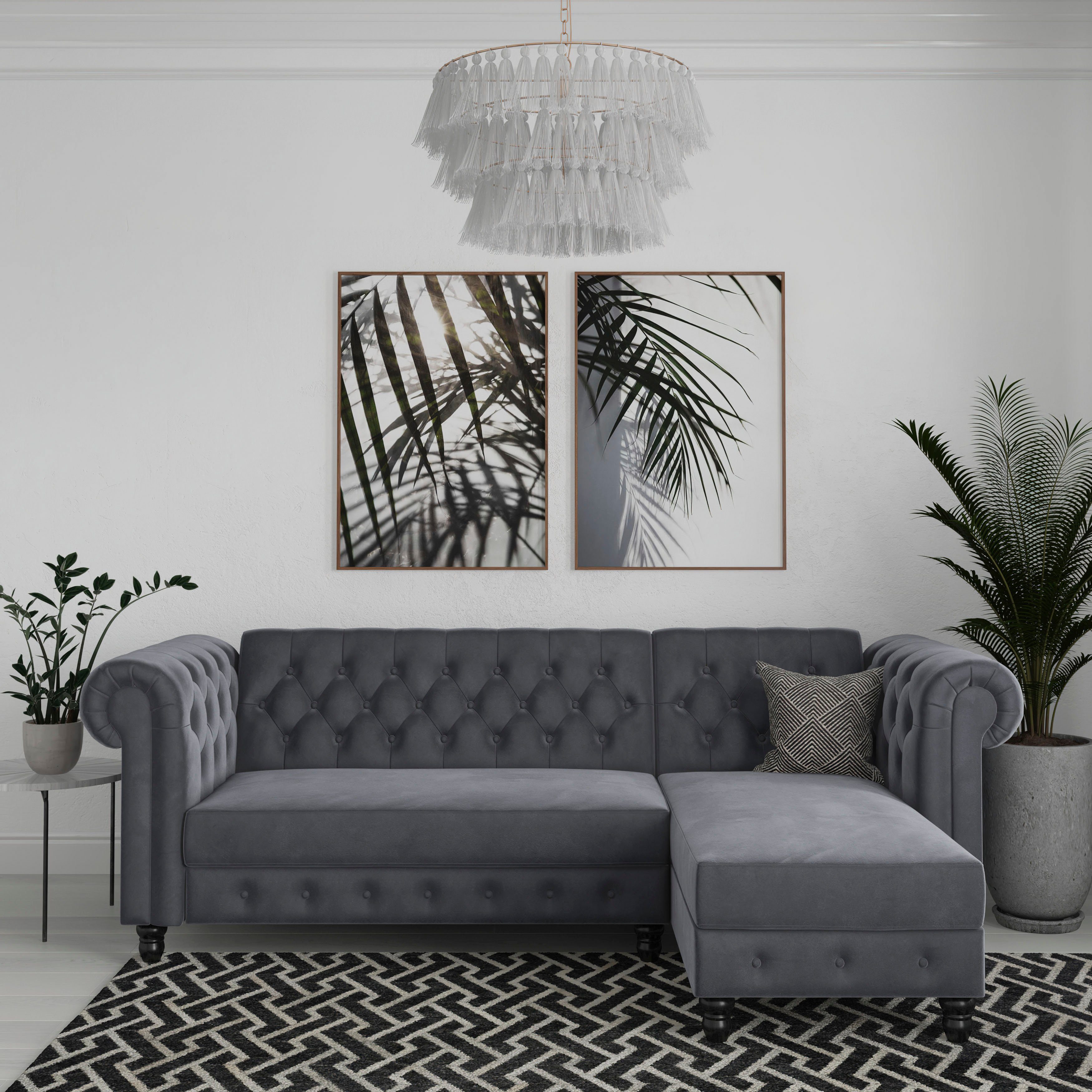 Dorel Home Hoekbank Felix, L-model, 241 cm (ligoppervlak108x195 cm), récamier verwisselbaar,