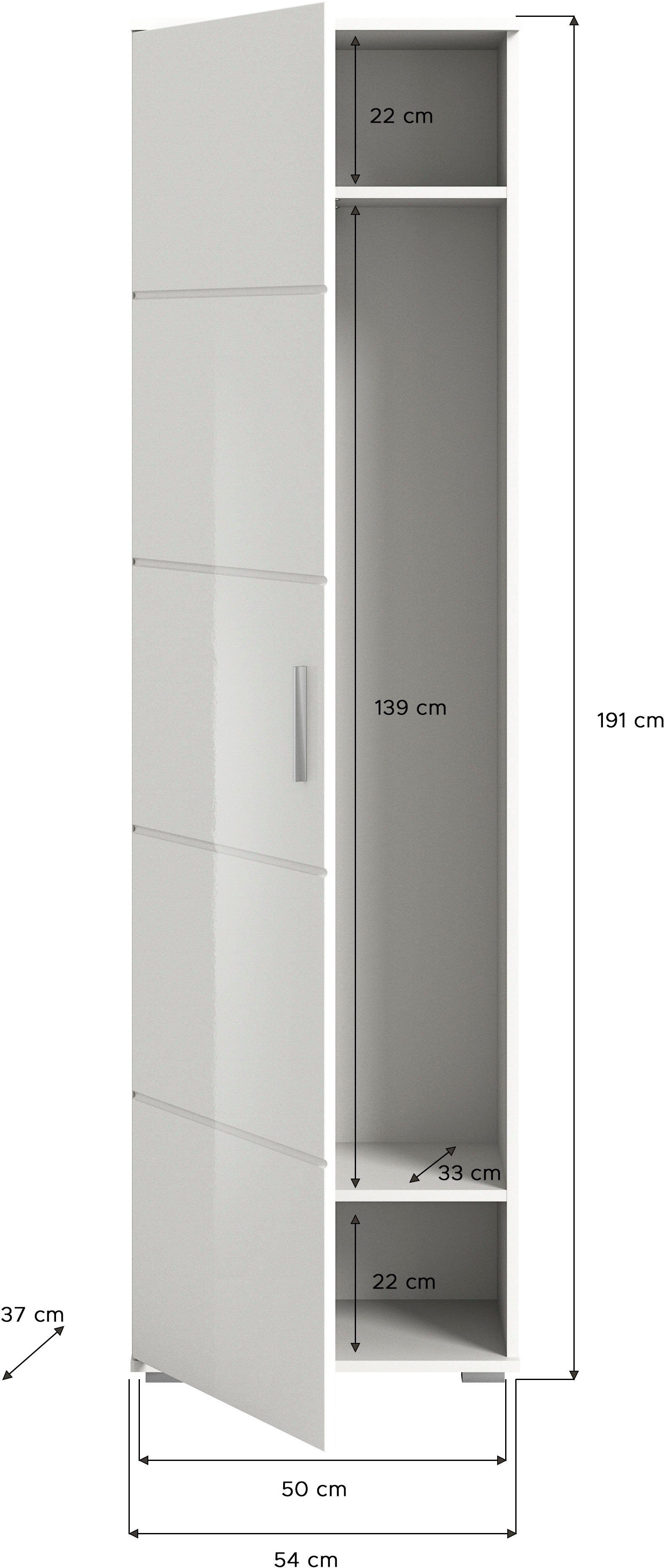 INOSIGN Kledingkast Valge, Hoogte 191 cm, 1 Deur, 2 vaste Planken, uitschuifbare kledingstang