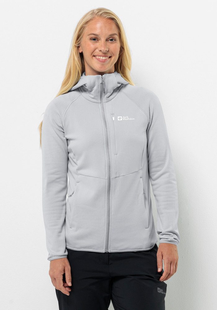 Jack Wolfskin Fleecejack KOLBENBERG HOODED FZ W dames fleece vesten maat XL (46) grijs