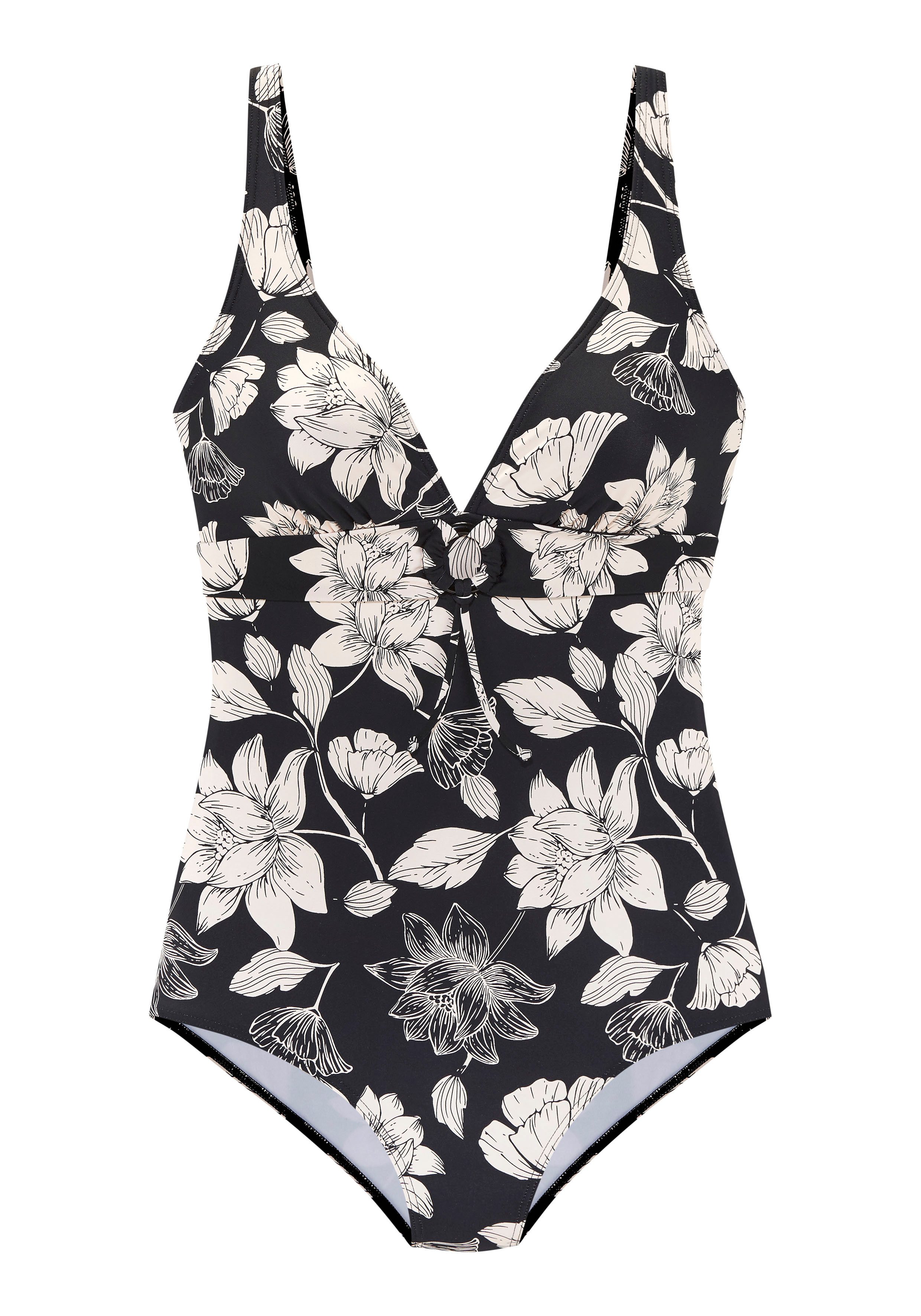 s.Oliver RED LABEL Beachwear Badpak Lady met een bloemmotief dames badpakken maat 40 zwart