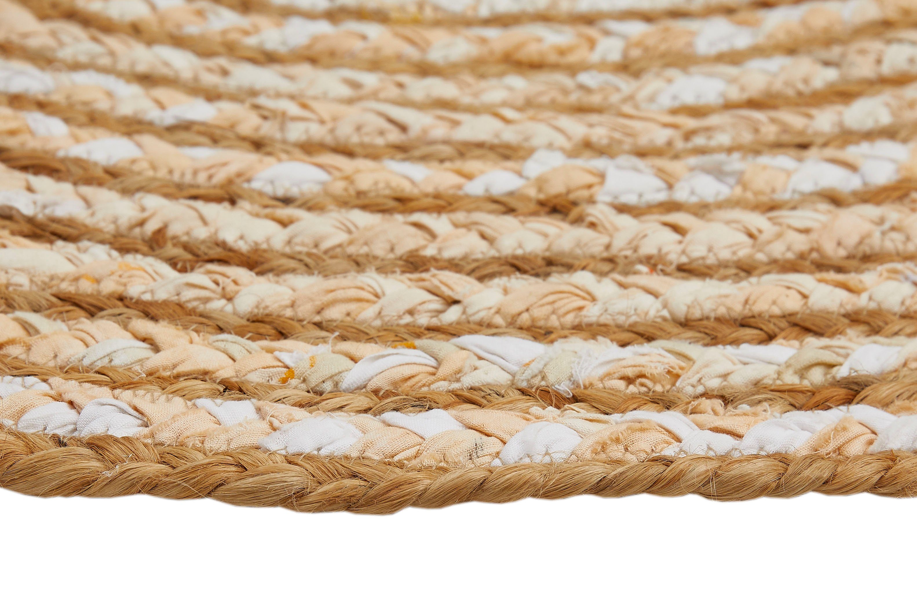 Barbara Becker Vloerkleed Ethno Platweefsel, met de hand gevlochten, ø 80 cm, van jute & gerecycled katoen