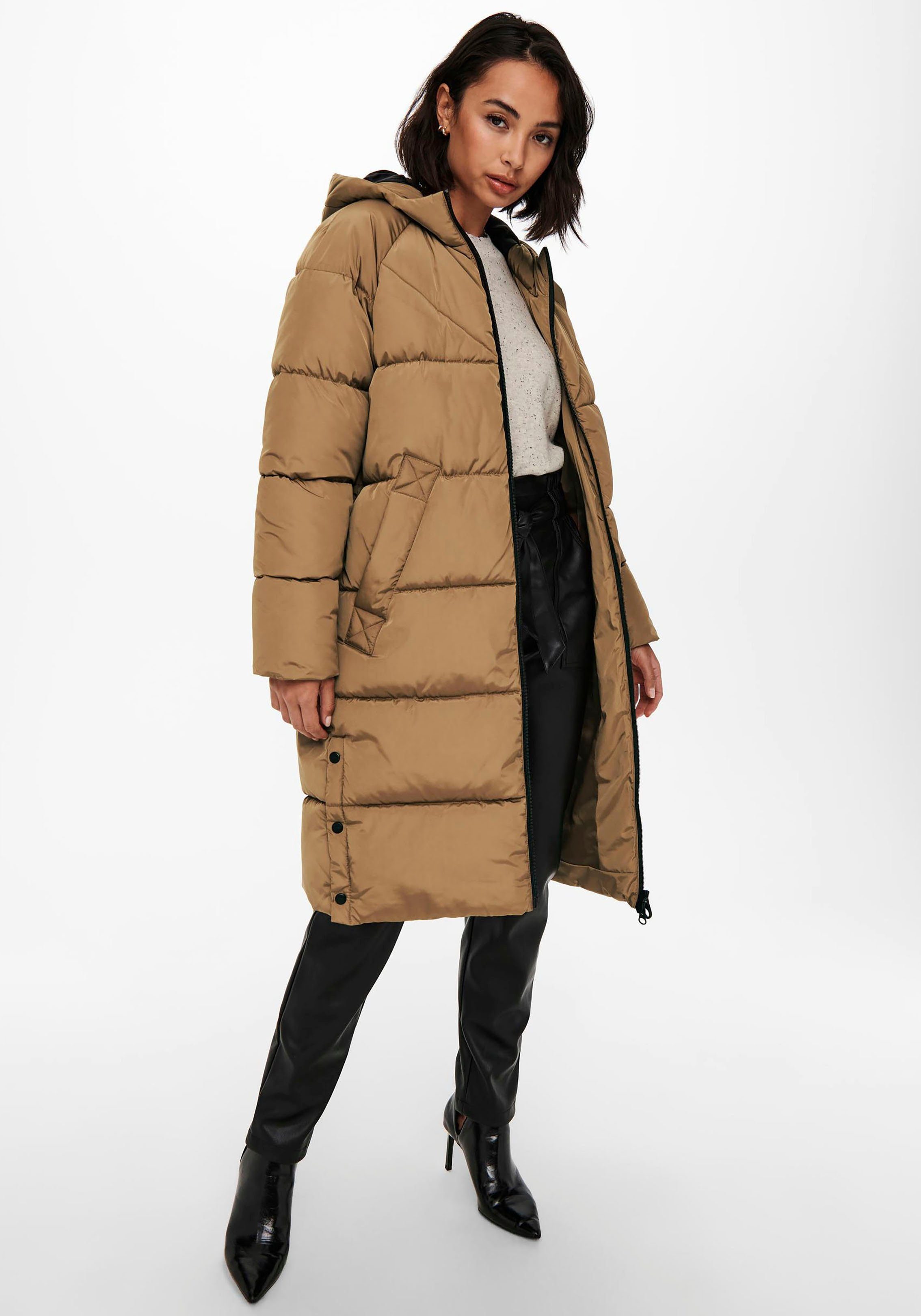 thread and supply long puffer jacket