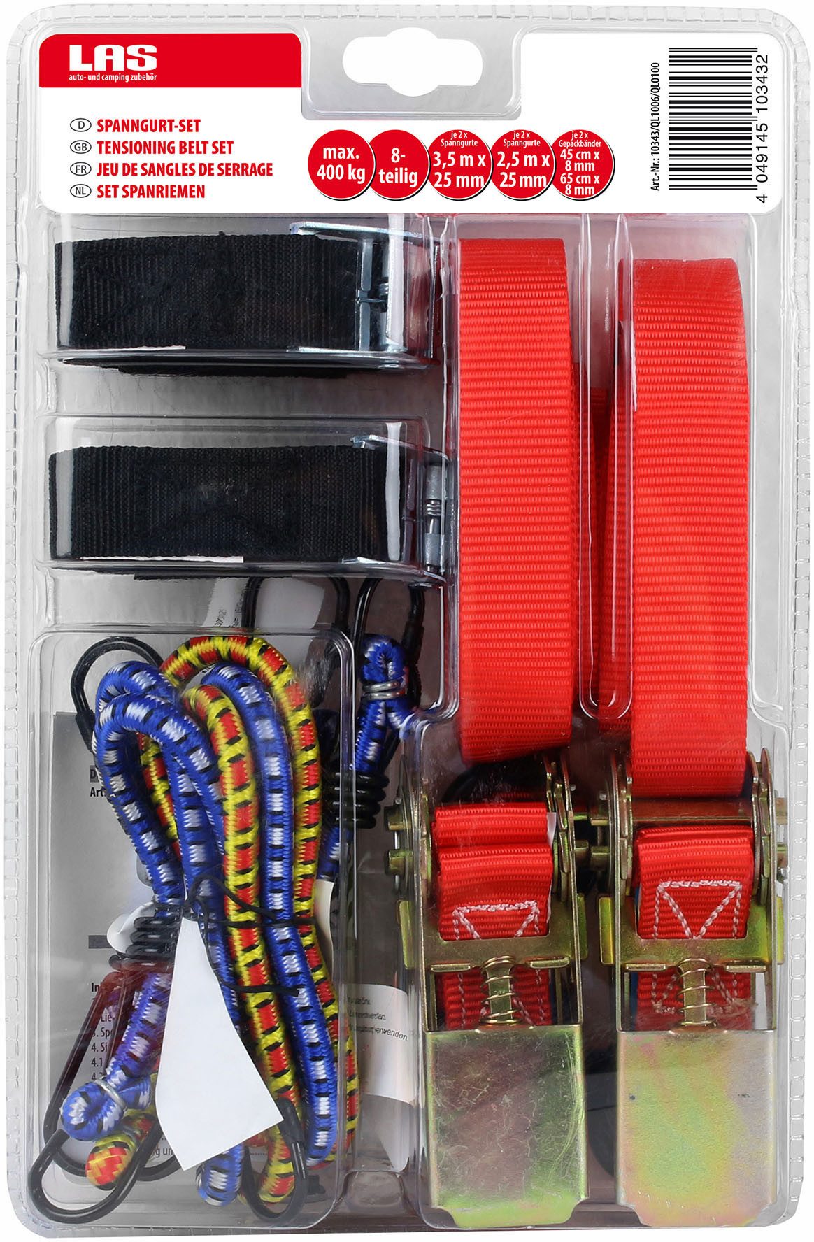 LAS Spanband Span- en vasthoudgordel-set, 8-dlg. (set, 10 stuks)