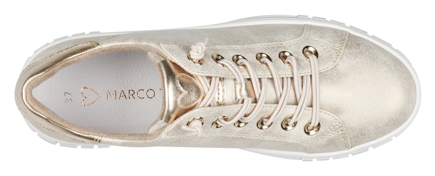 Marco Tozzi Slip-on sneakers in metallic-look, vrijetijdsschoen, lage schoen, instapschoen