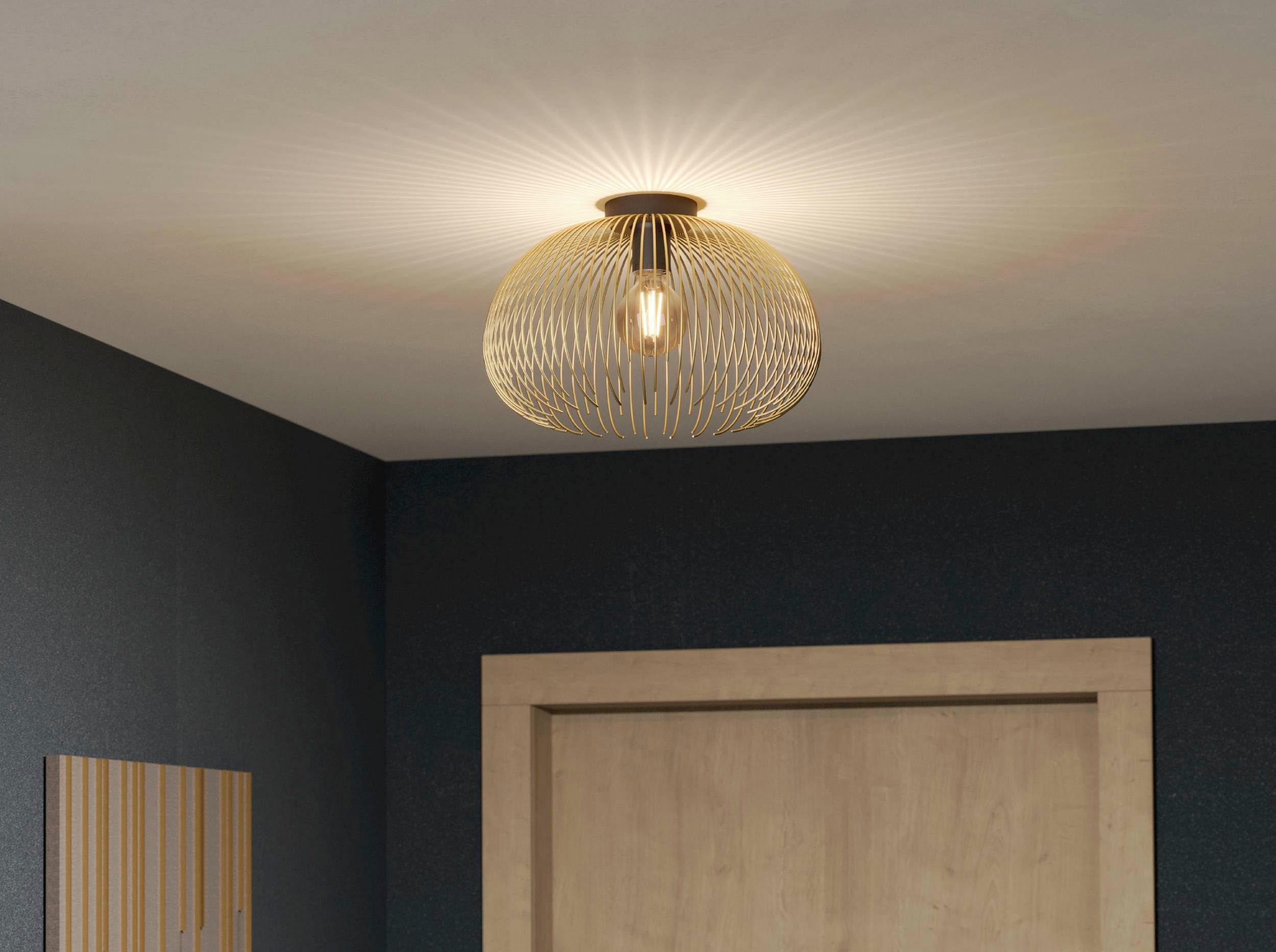 EGLO Plafondlamp VENEZUELA Plafondlamp, in zwart en goudkleur, E27, plafondlamp, Ø 38,5 cm (1 stuk)