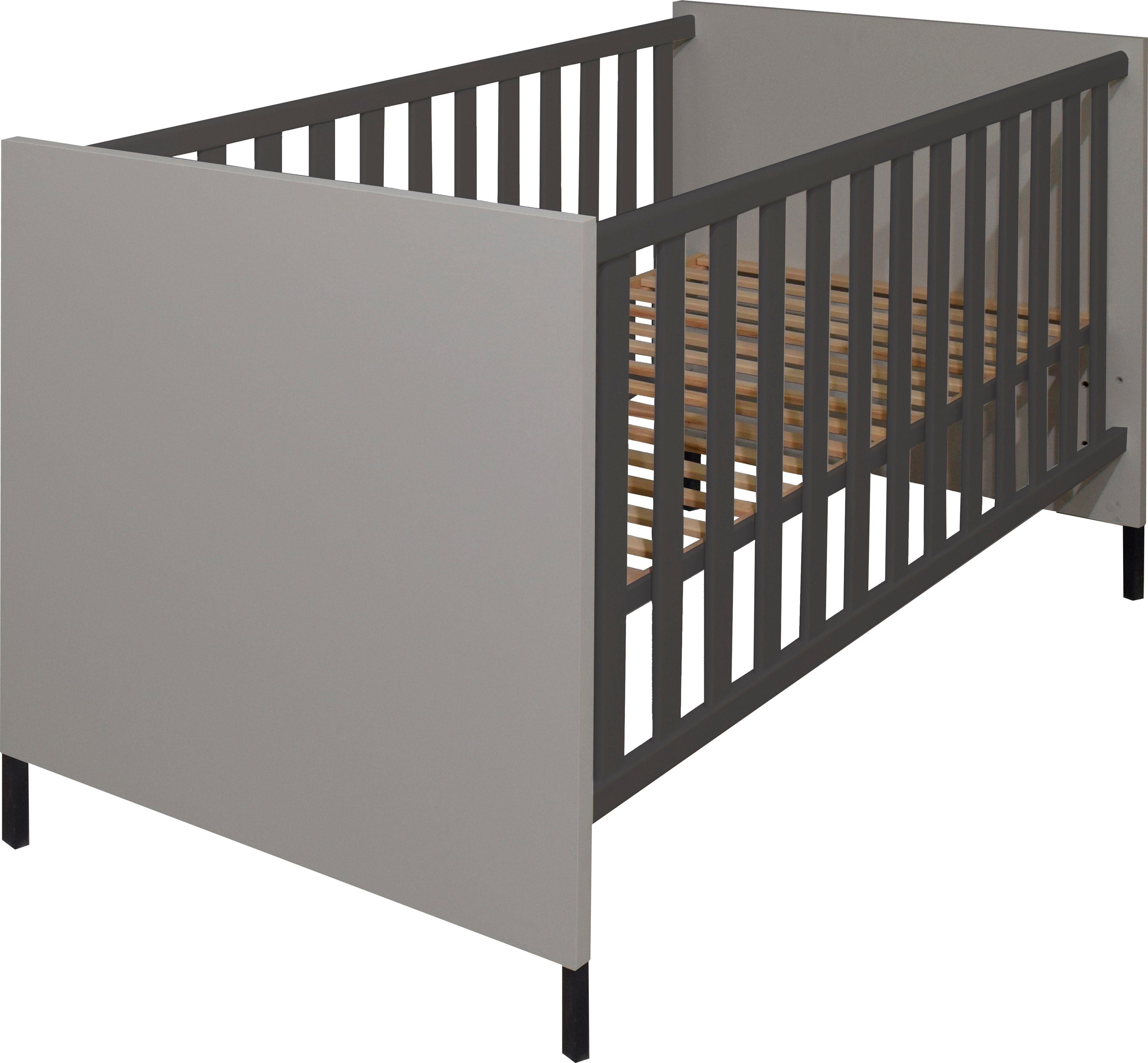 Mäusbacher Ledikantje Metalen poten en handgrepen babybedden grijs