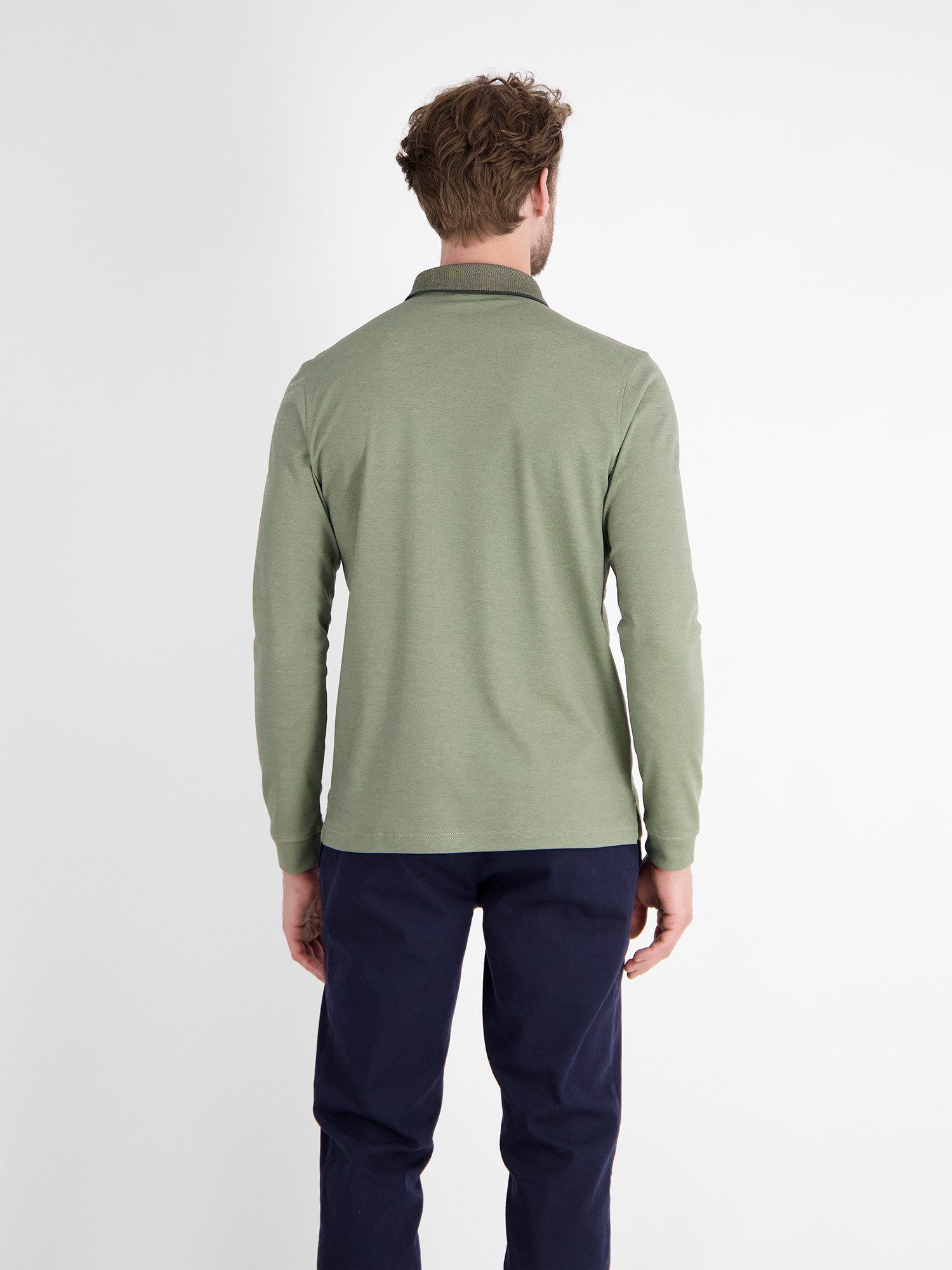 Lerros Poloshirt met lange mouwen LERROS Lange mouwen polo voor heren in structuuroptiek