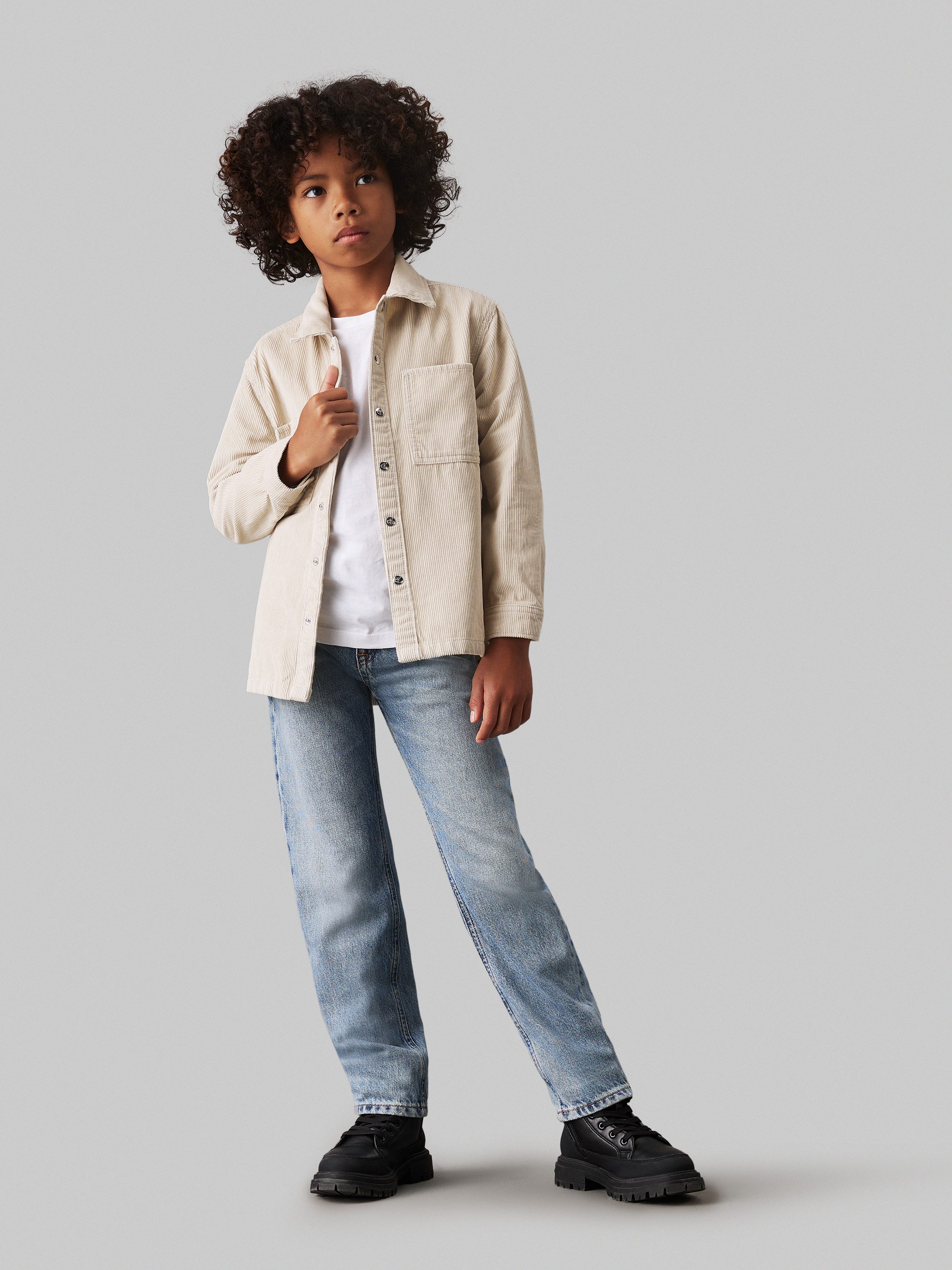 Calvin Klein Overhemd met lange mouwen Corduroy Straight Overshirt voor kinderen tot 16 jaar en met logo-patch