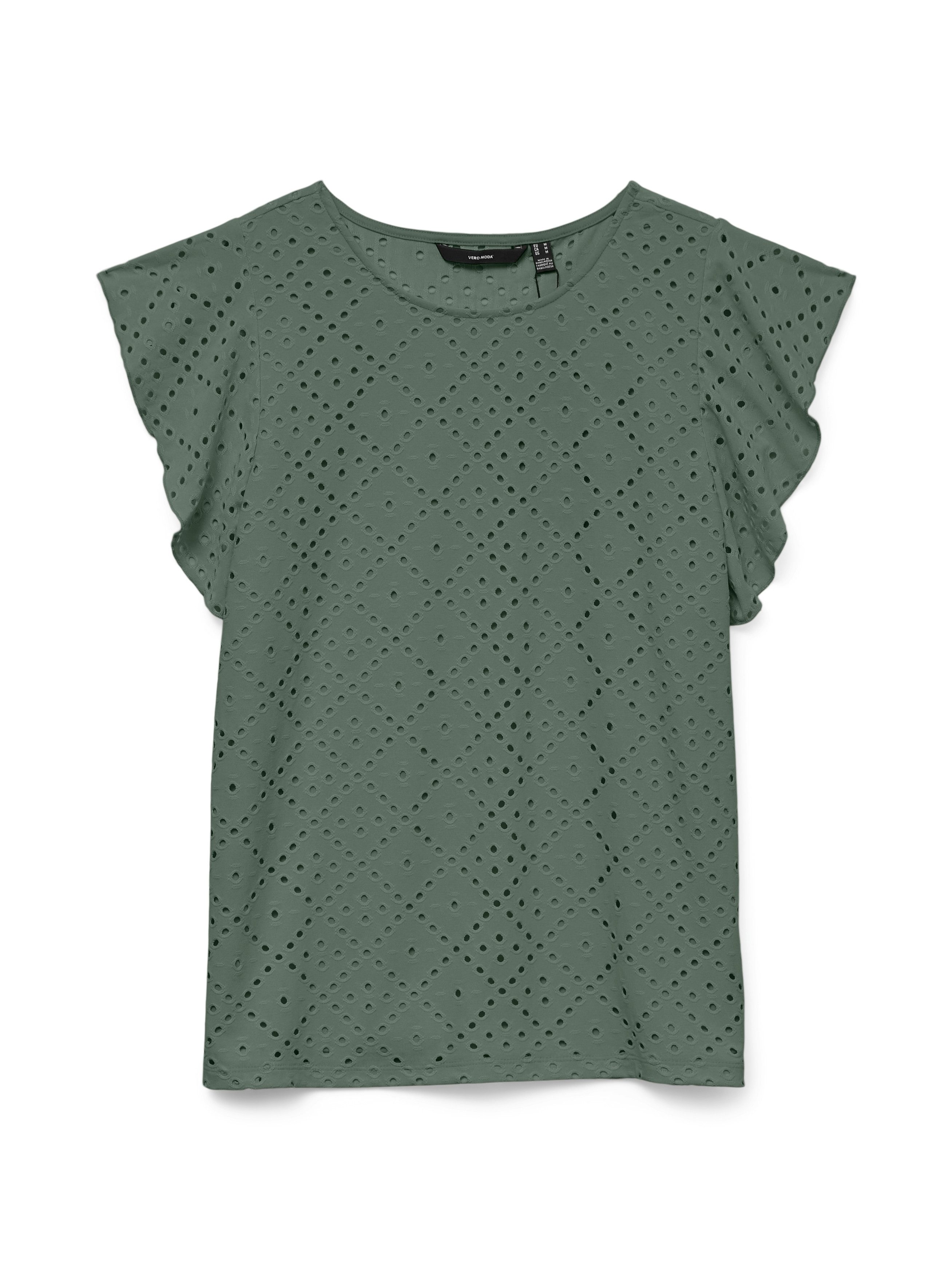 Vero Moda Shirt met ronde hals VMTASSA SL FRILL TOP NOOS