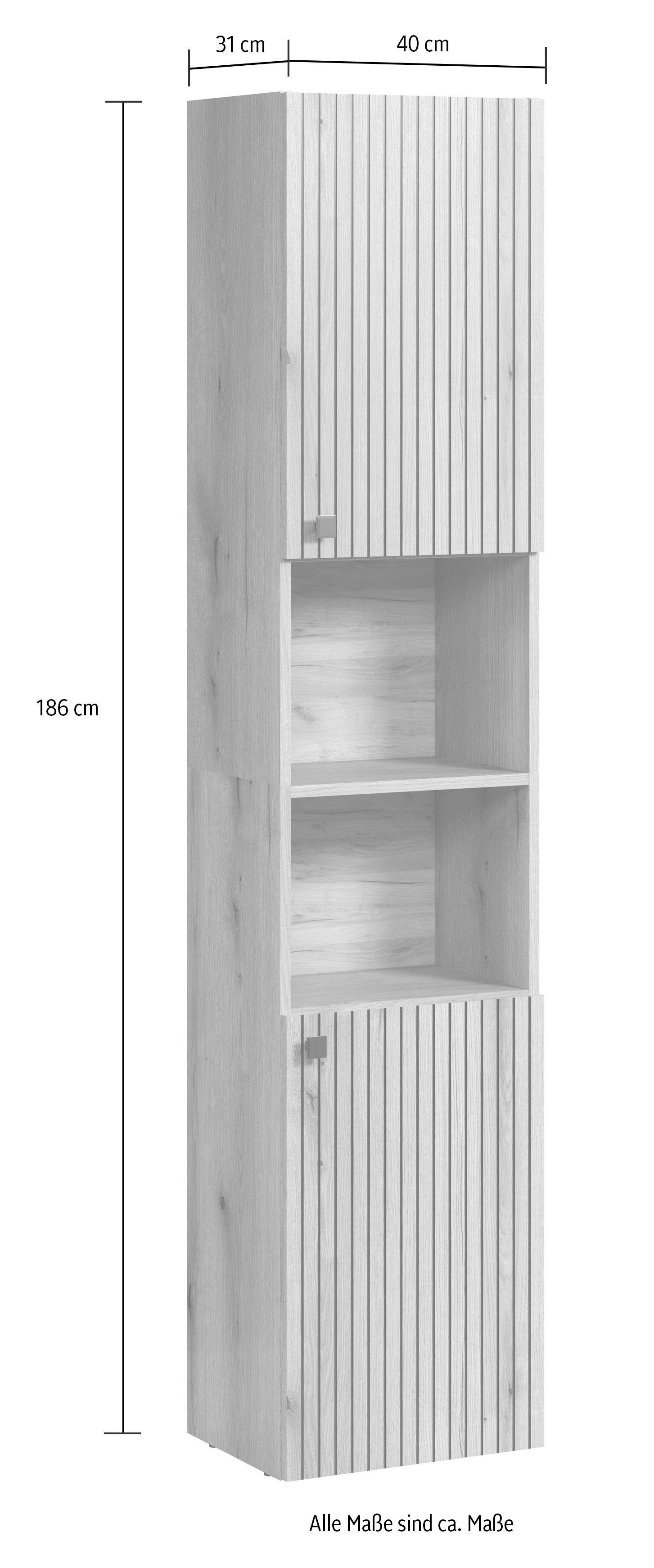 welltime Hoge kast Amrum badkamerkast staande kast badkamermeubel Breedte 40 cm, ruime hoge kast eik ribbellook badkamerkast (1 stuk)