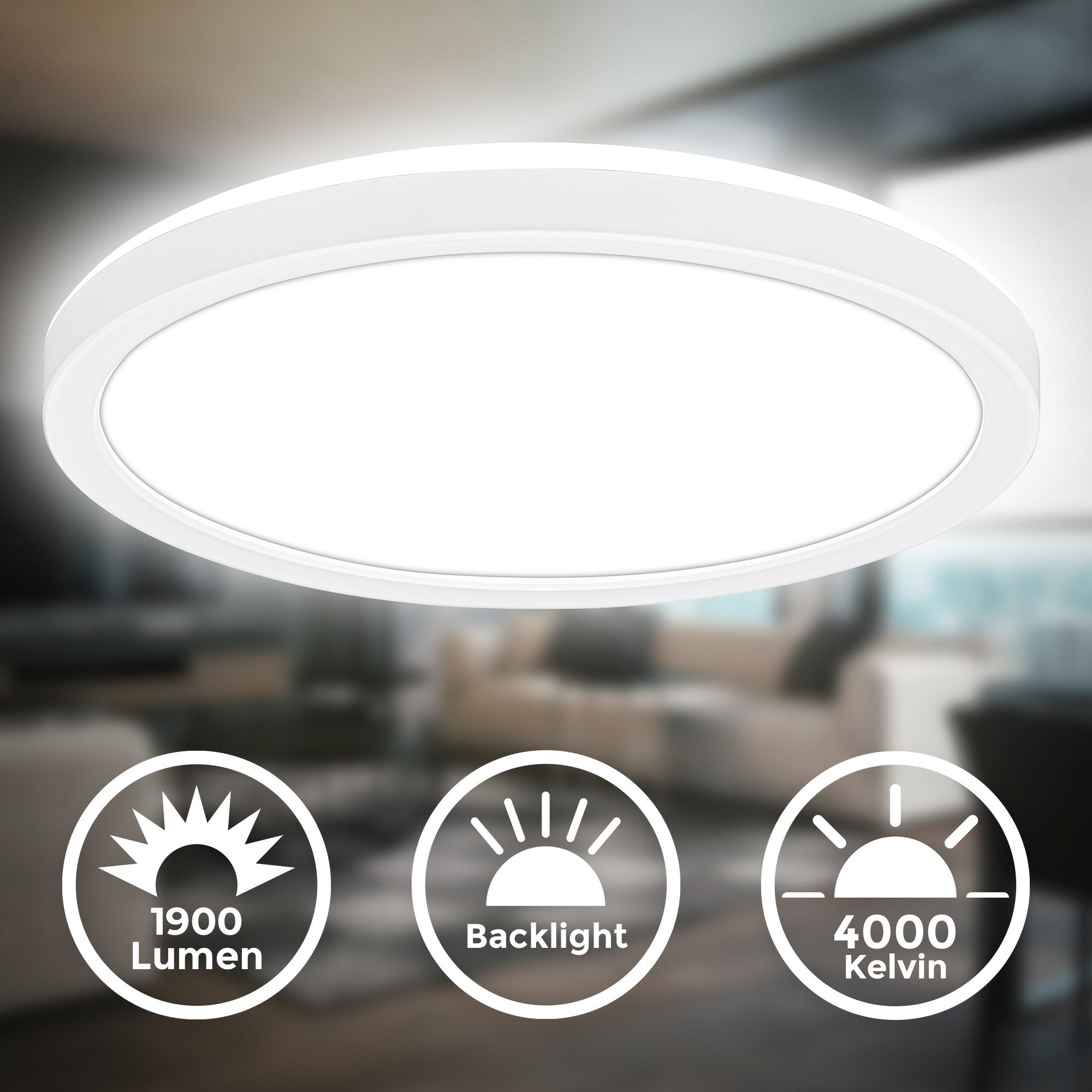 B.K.Licht Led-plafondlamp BKL1598 ultra dunne plafondlamp, LED paneel met backlight