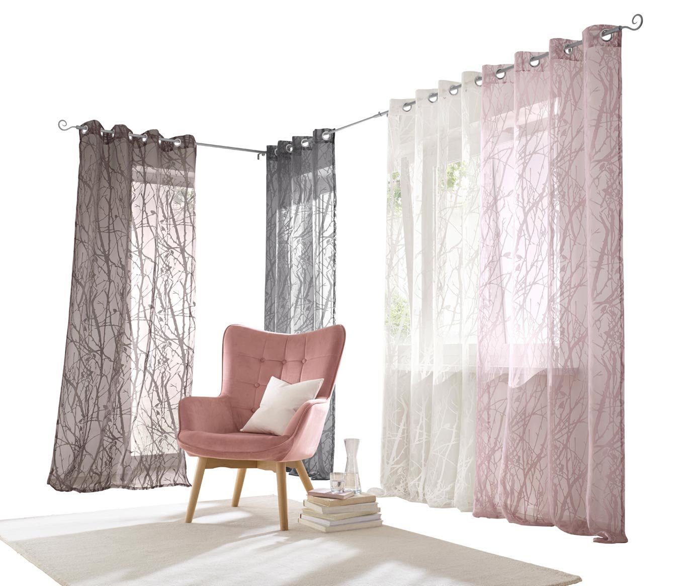 heine home Gordijn (1 stuk) kant & klaar gordijnen maat 140 cm x 175 cm paars