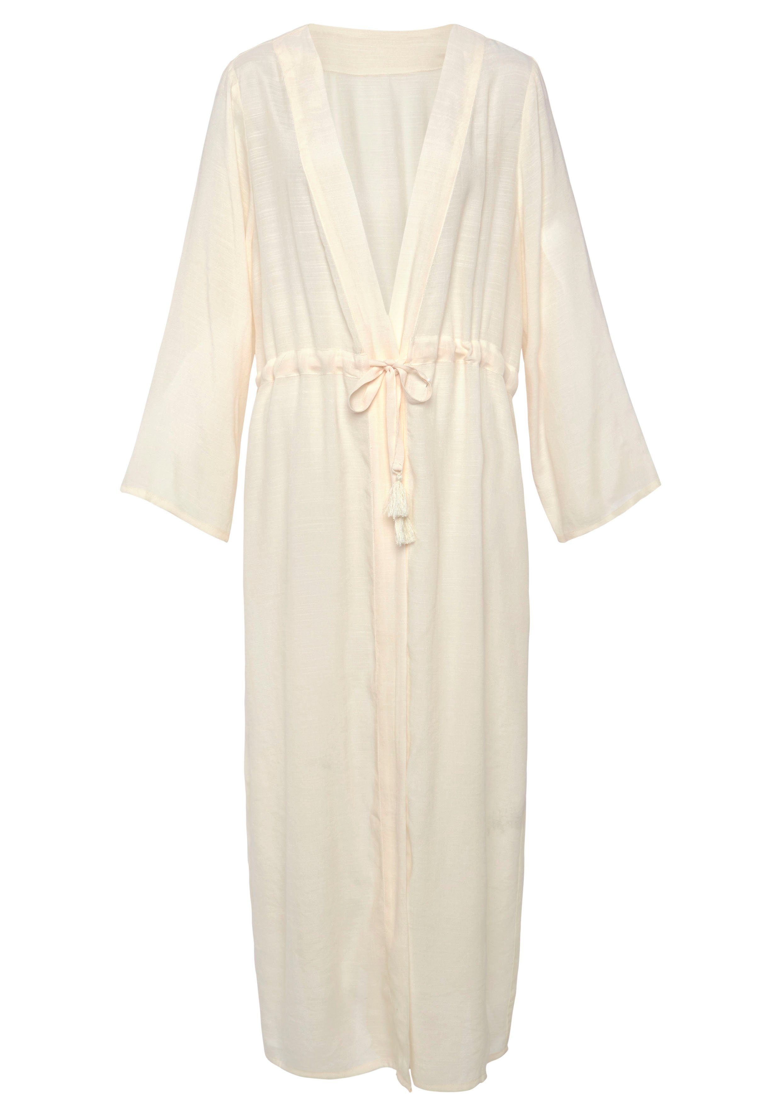 Lascana Strandjurk in kimono-stijl om te binden, lange mouwen zomerjurk, kaftan