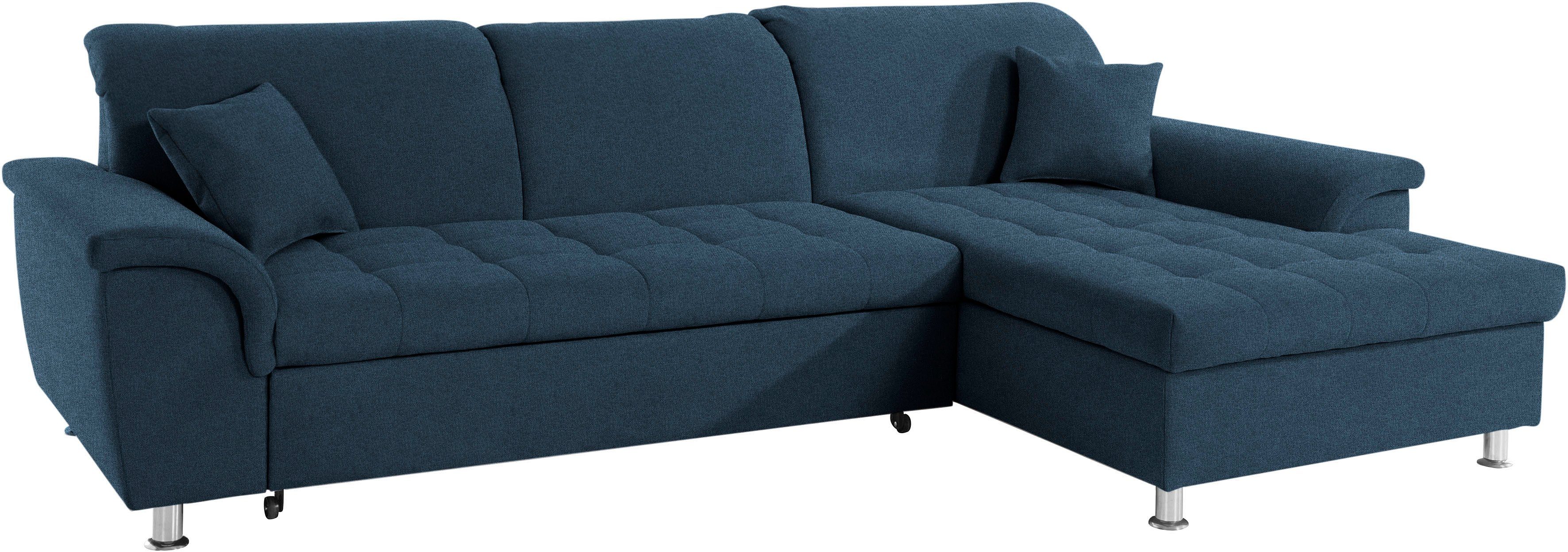DOMO collection Hoekbank Franzi, zeitlos und elegant, moderne Sitzheftung, L-Form naar keuze met verstelbare hoofdsteun (dan diepte: 170 cm)