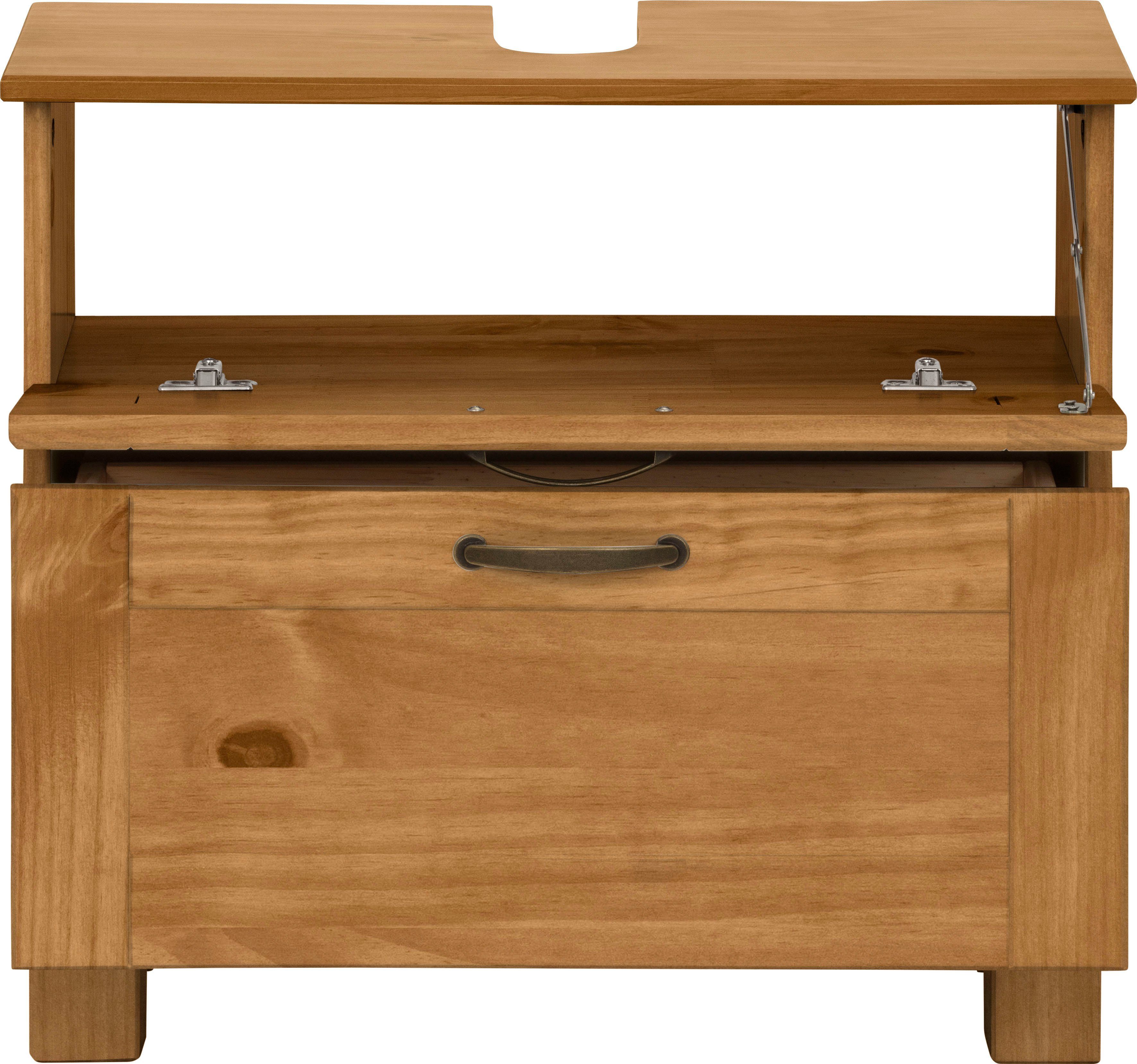 Home affaire Wastafelonderkast Rodby Massief, FSC®-gecertificeerd hout, grepen metaal, breedte 60 cm, hoogte 55 cm