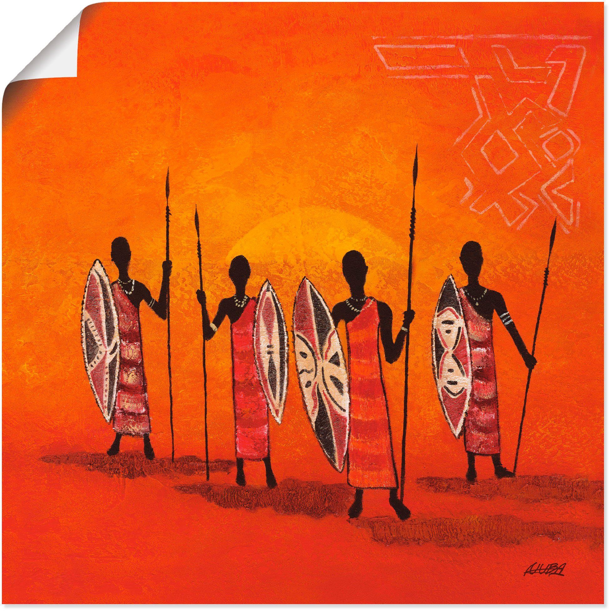 Artland Artprint Afrikaanse mannen als artprint van aluminium, artprint voor buiten, poster in diverse formaten foto schilderijen oranje