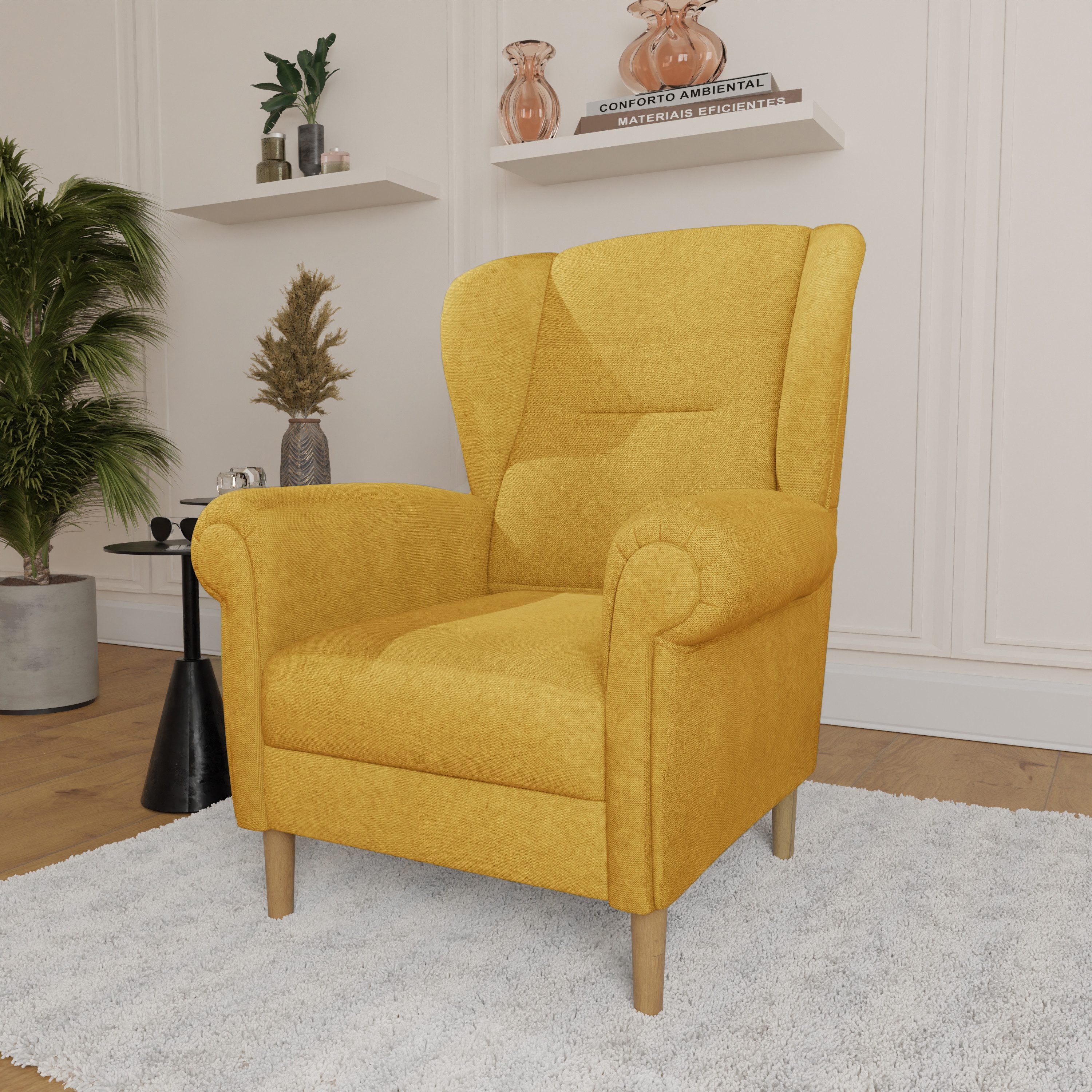 Home affaire Oorfauteuil OSTIANO BxDxH: 80x82x98 cm, fauteuil Uniek stuk, dikke gebogen...