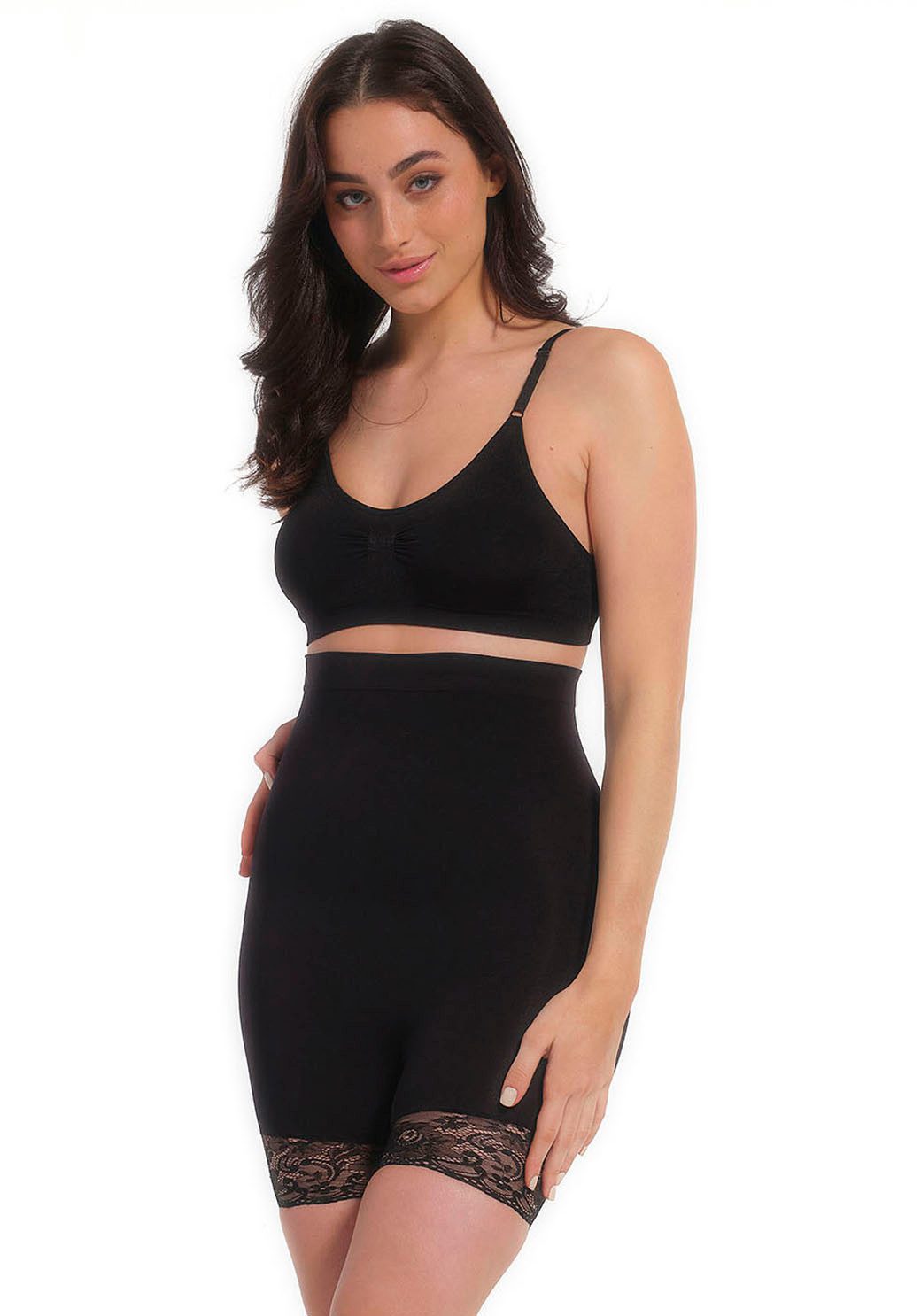 Magic Body Fashion Shapingbroek naadloos met kantdetails dames slips maat L zwart