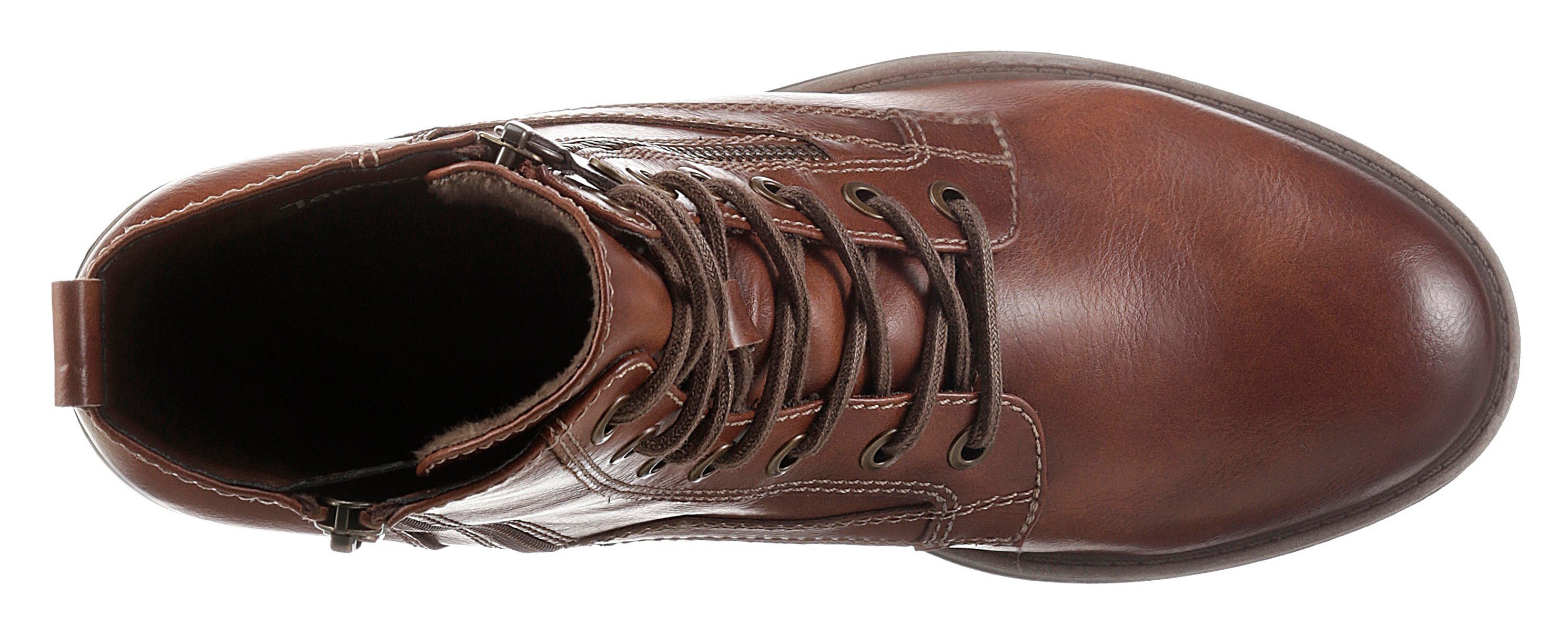 Tamaris Hoge veterschoenen SHAE blokhak, veterschoenen, laarsjes met decoratieve ritssluiting