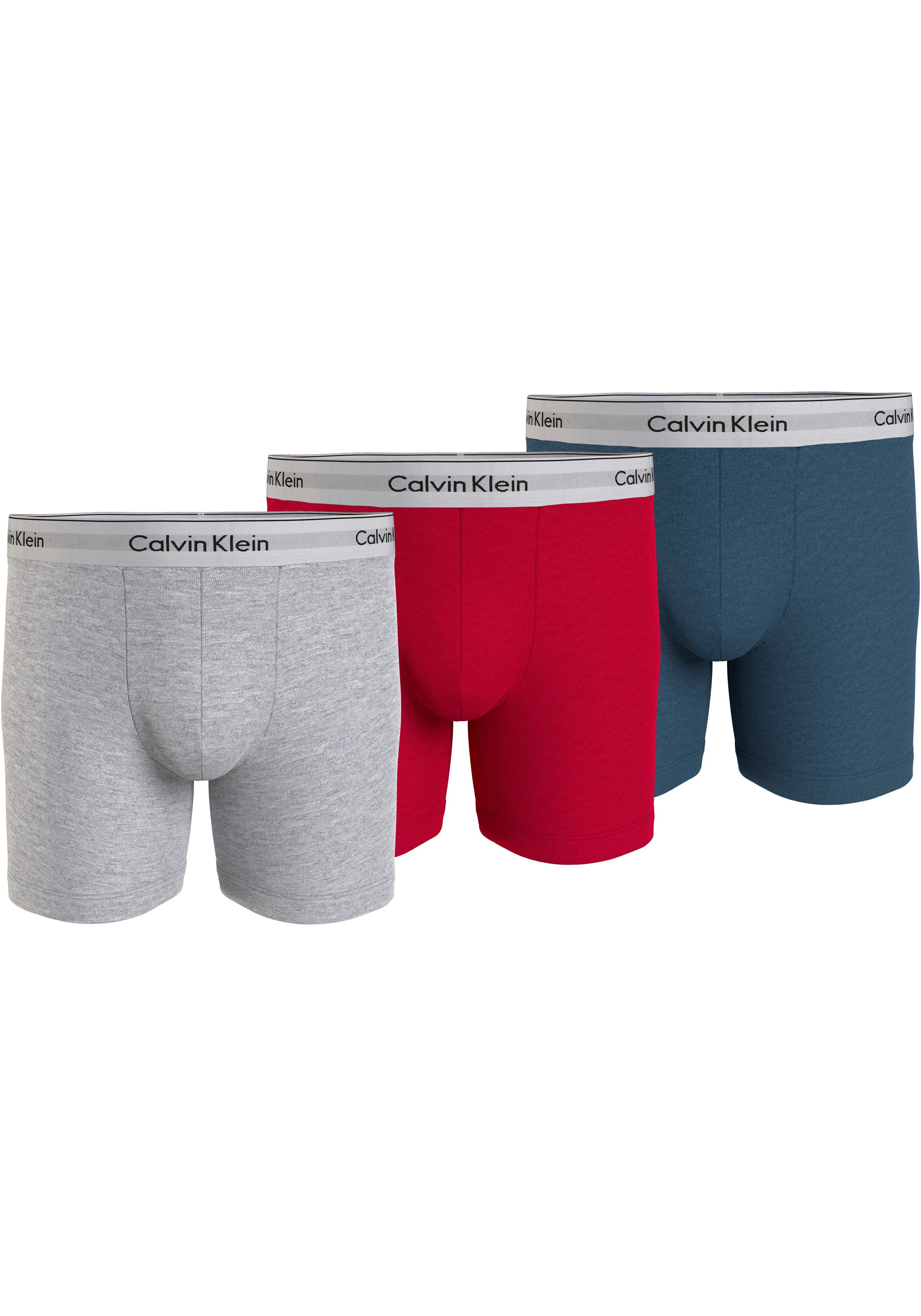 Calvin Klein Boxershort BOXER BRIEF 3PK met langere pijpen & logo-elastische tailleband (3 stuks)