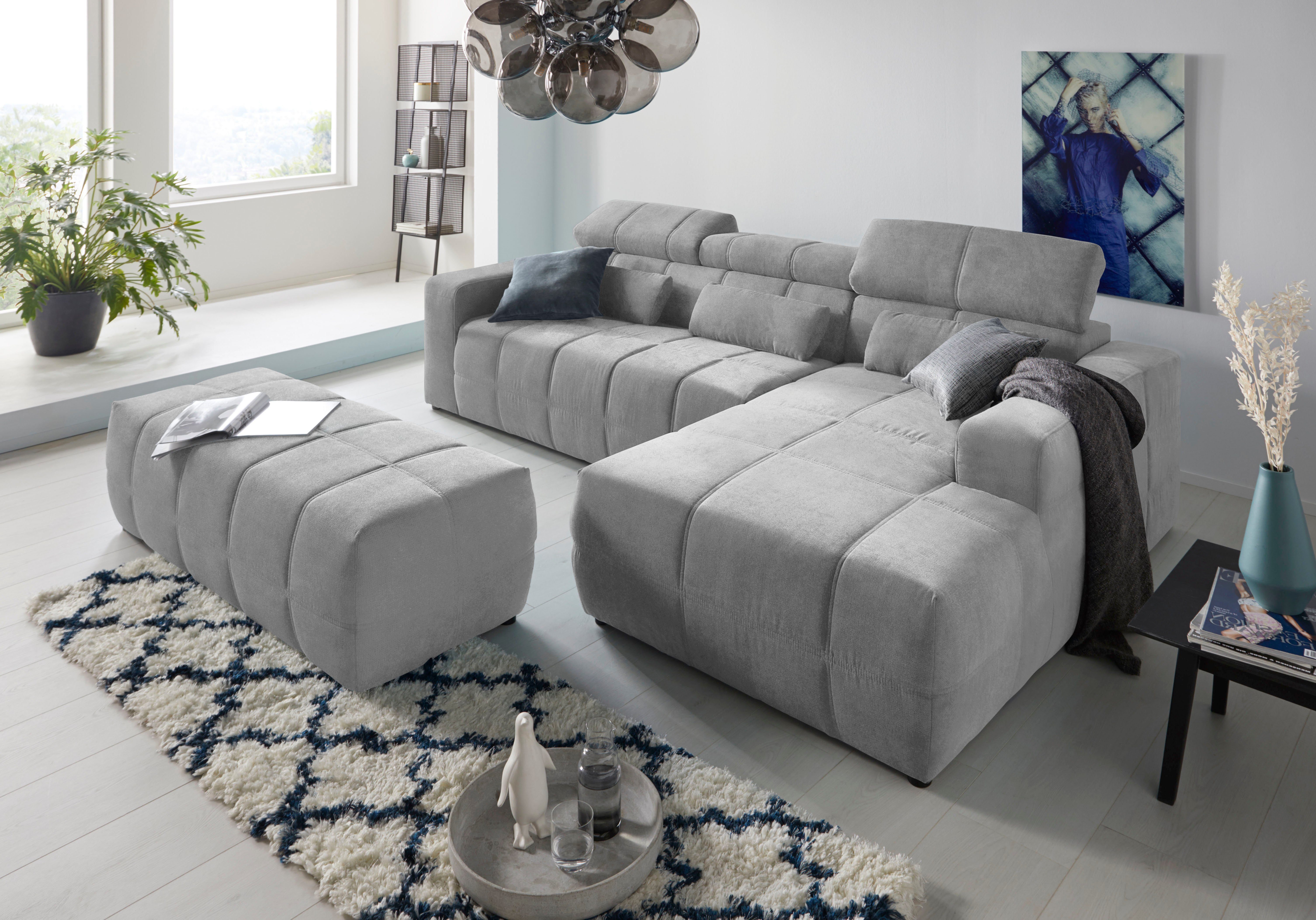 DOMO collection Hoekbank Brandon B/D/H: 289/177/80 cm, keuze met zitdiepteverstelling, L-vorm