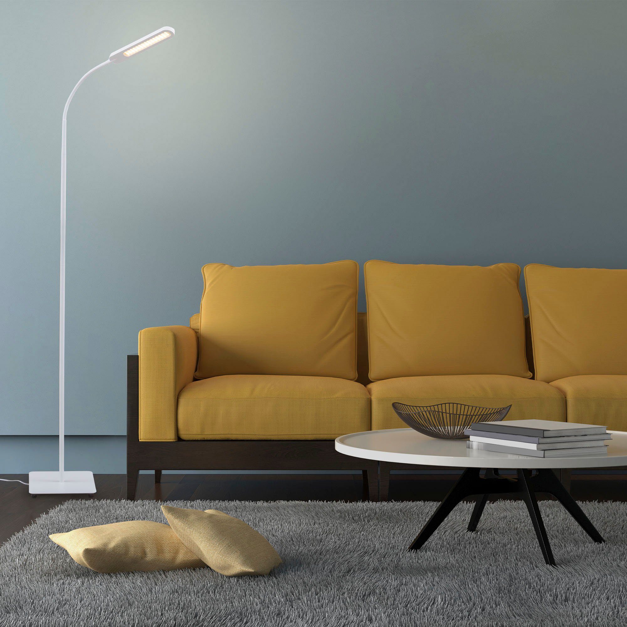 B.K.Licht Staande ledlamp BK_ST1452 LED vloerlamp, dimbaar, CCT 3000K - 6500K, wit Leeslamp, incl. 6,5W, 600 Lm, warmwit - koudwit, touchfunctie (1 stuk)