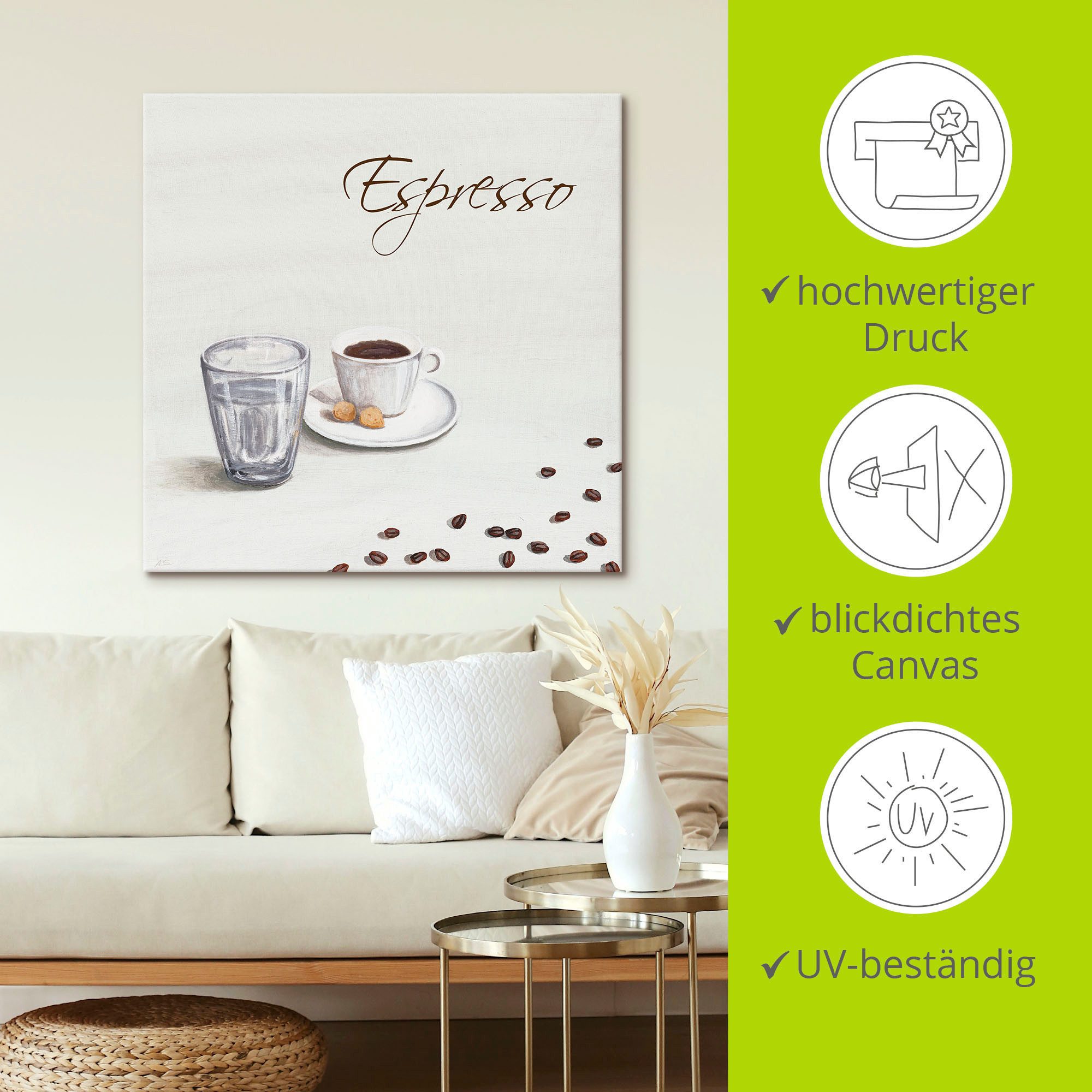 Artland Artprint op linnen Espresso III gespannen op een spieraam