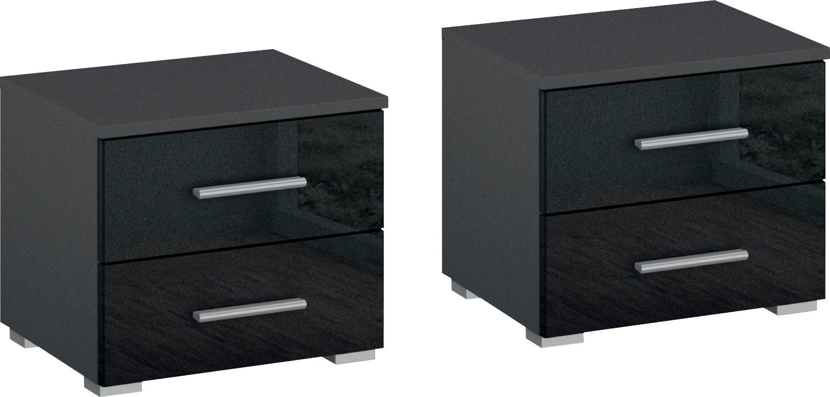 rauch Nachtkastje Base set van 2, optioneel met modern hoogglanzend front (set) nachtkastjes grijs