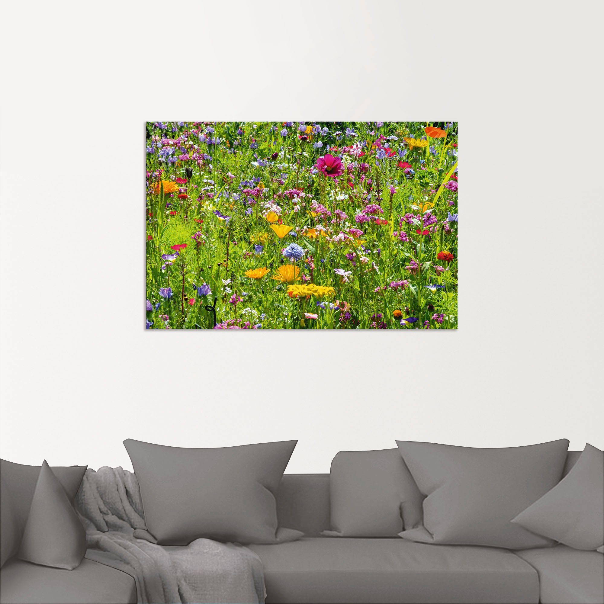 Artland Artprint Veelkleurige bloemenweide als artprint van aluminium, artprint voor buiten, artprint op linnen, poster, muursticker
