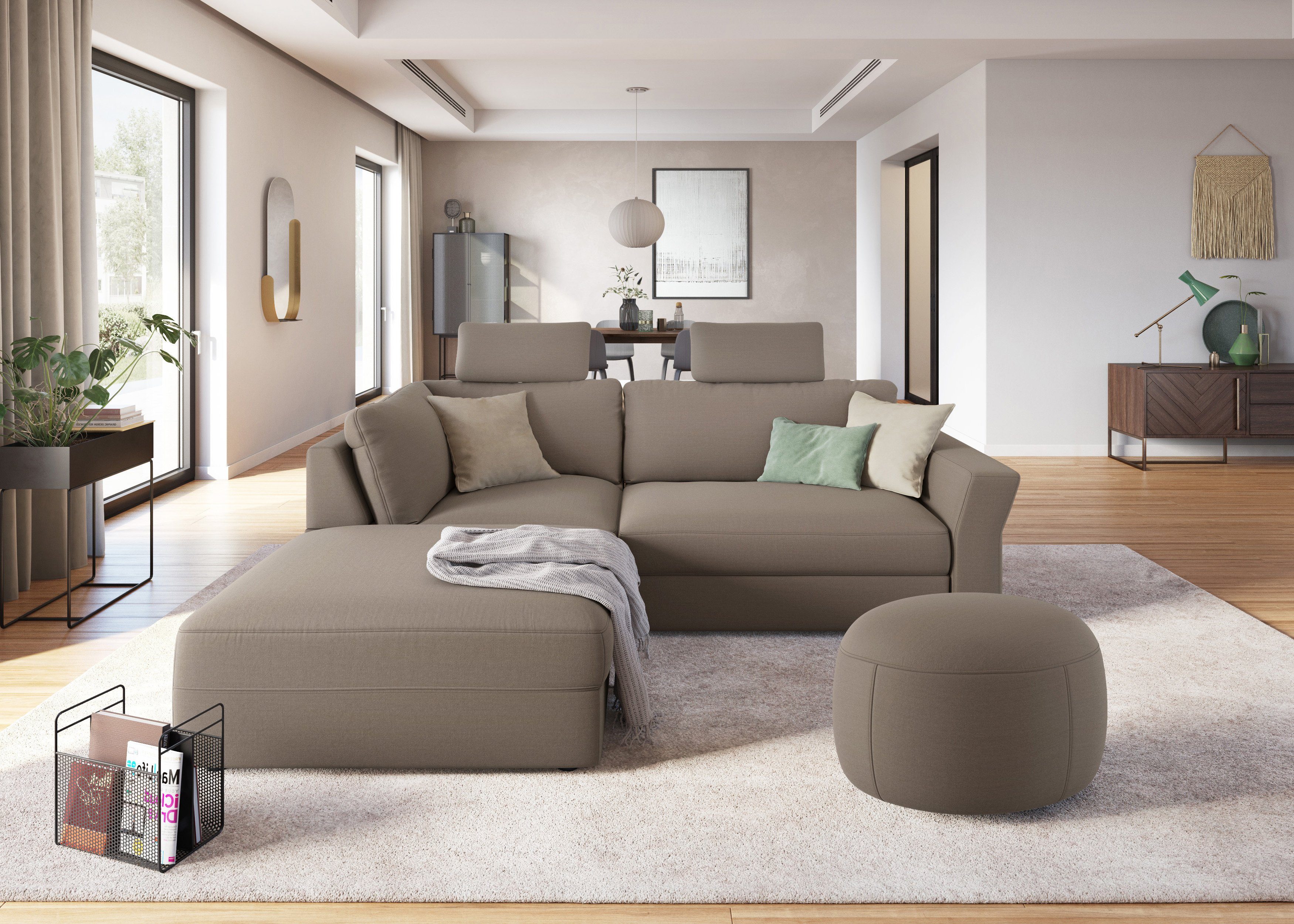 sit&more Hoekbank Cadabra L-vorm Breedte 243 cm, inclusief zitdiepteverstelling beige, hoekbanken, 243 cm