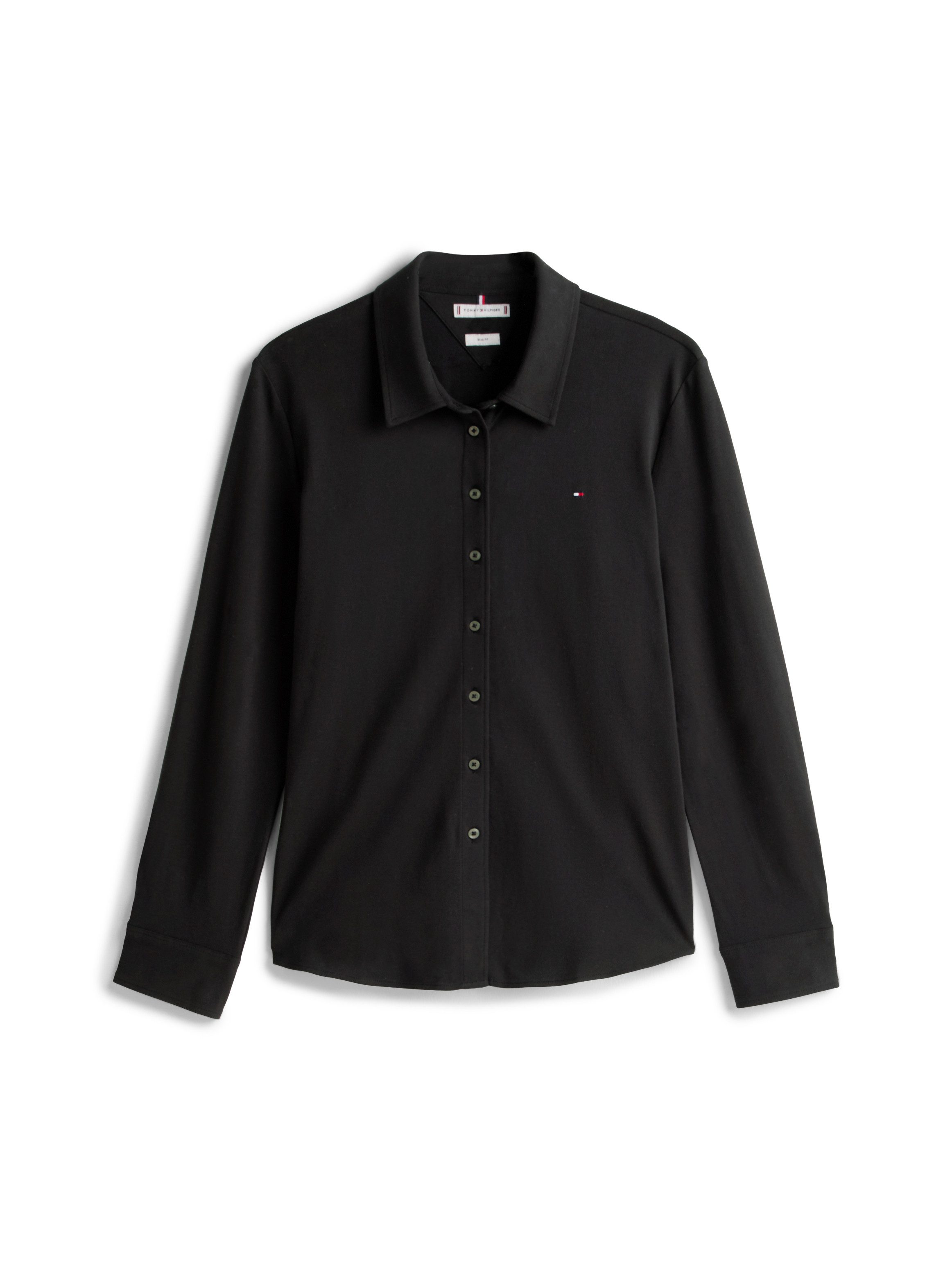 Tommy Hilfiger Curve Blouse met lange mouwen CRV 1985 SLIM PIQU in grote maten, van piqué kwaliteit