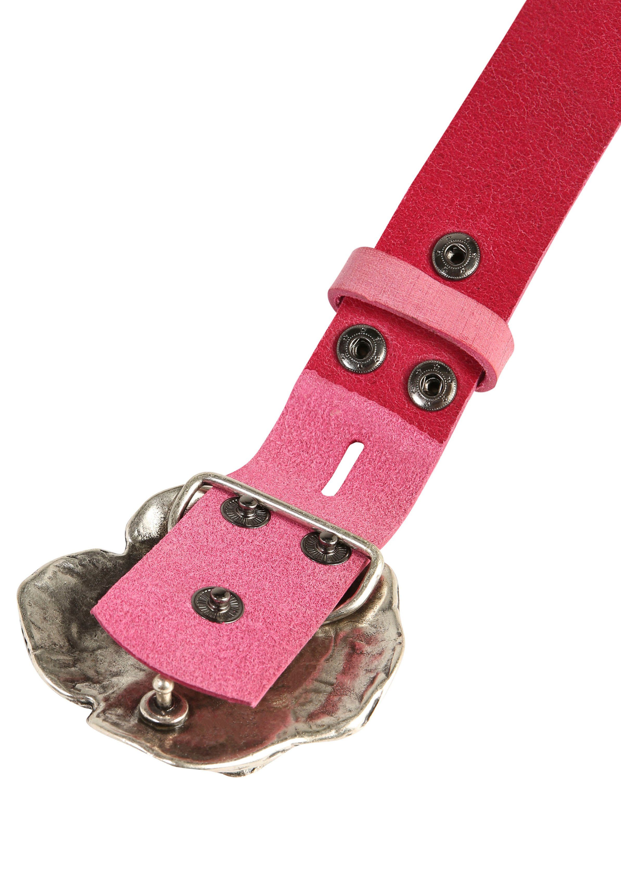 RETTUNGSRING by showroom 019° Leren riem met verwisselbare sluiting "roos"
