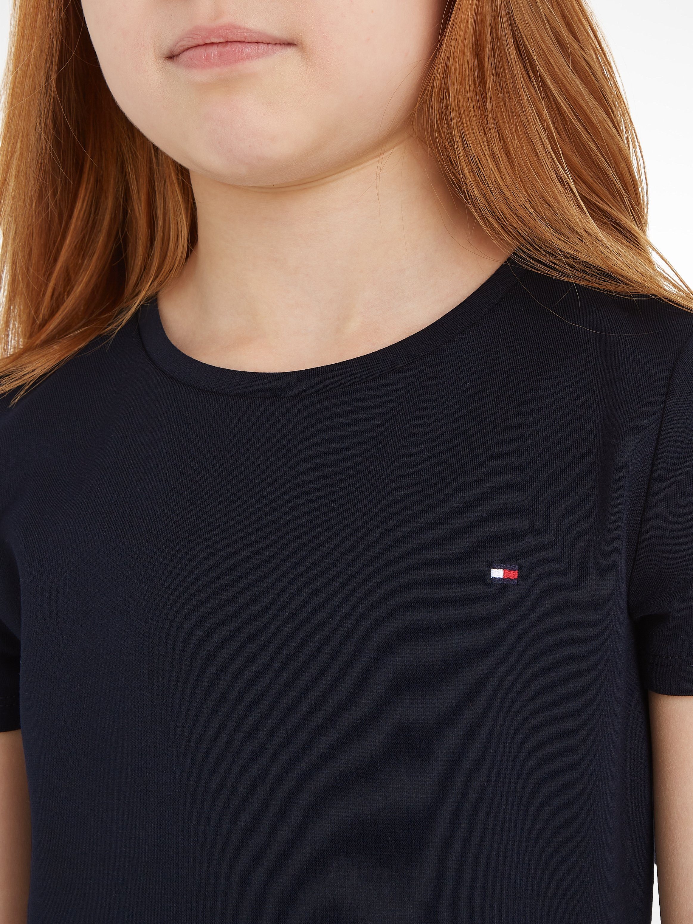 Tommy Hilfiger Jerseyjurk ESSENTIAL SKATER DRESS met merklabel op de tailleband