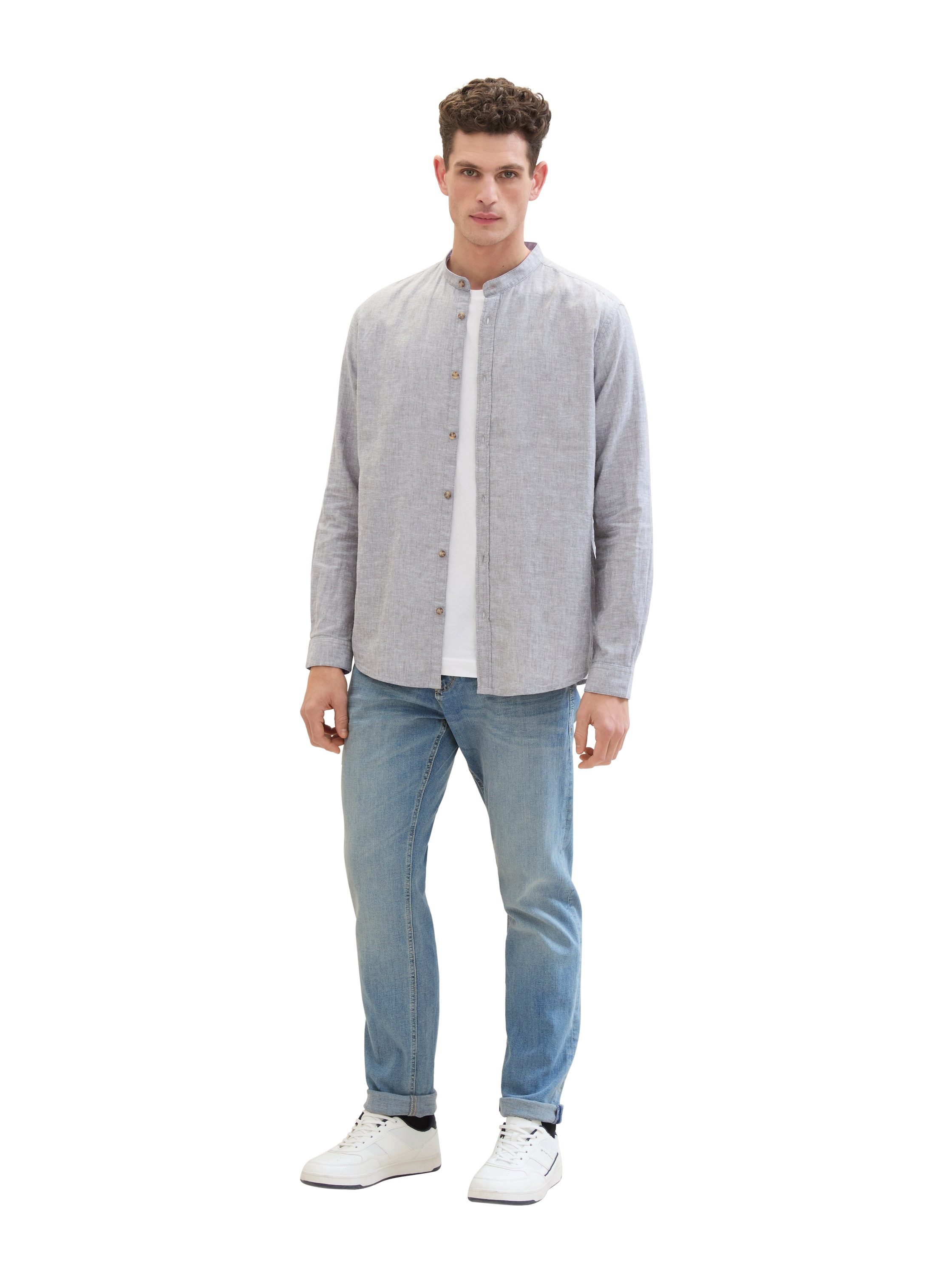 Tom Tailor Overhemd met lange mouwen met blauw detail aan de kraag