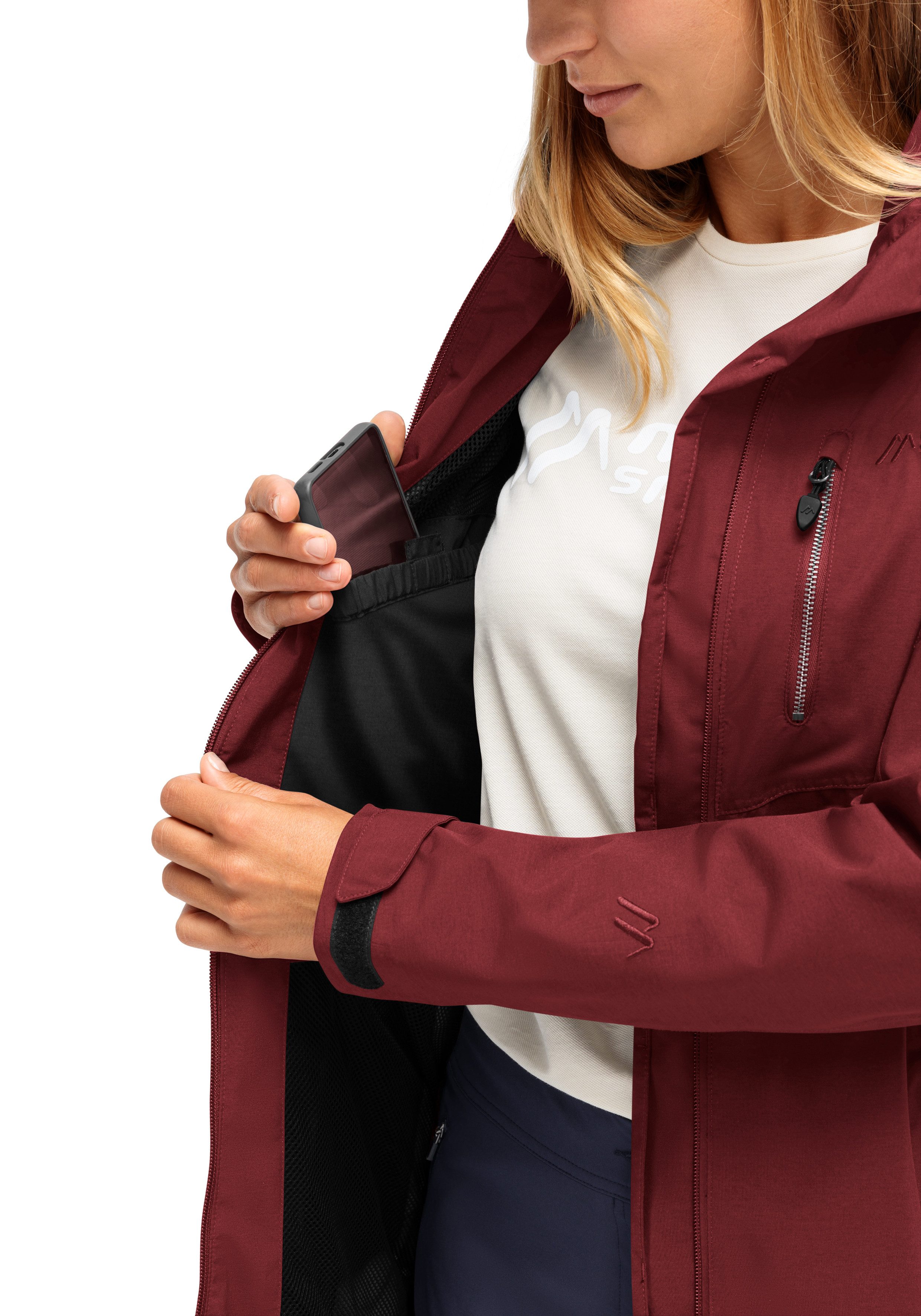 Maier Sports Outdoorjack Perdura rec W Dames functionele mantel, waterdichte mantel met capuchon, wandeljas